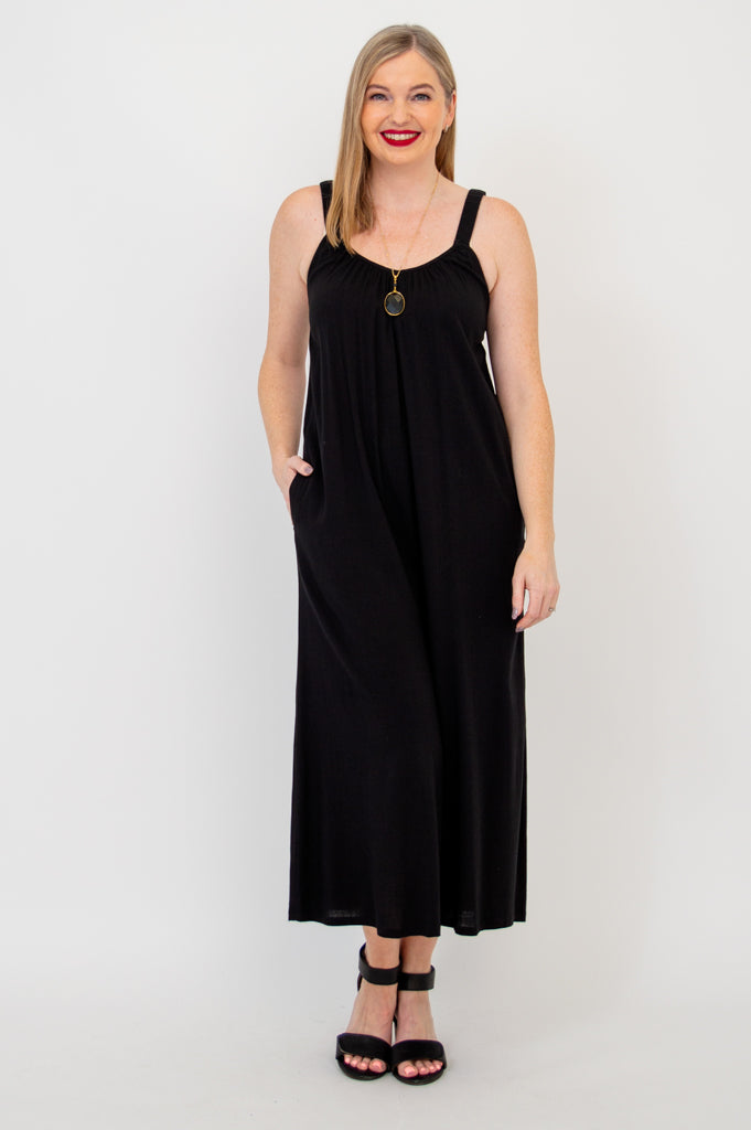 Joanna Jumpsuit for Women - Black Linen Bamboo Blend Romper - Perfect for Summer Outfits, Beach Vacations & Casual Wear
