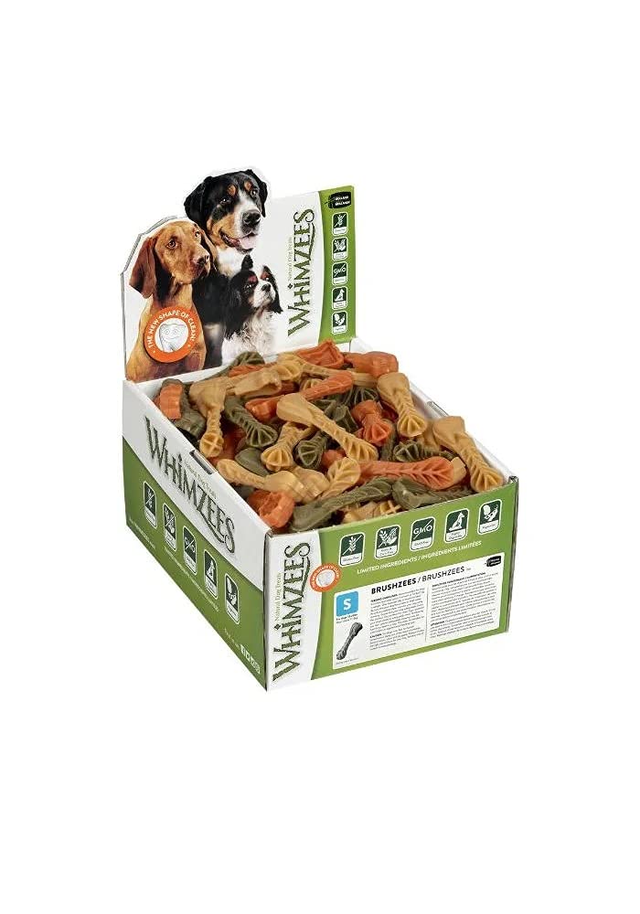 Whimzees 50-Pack Small Brushzees Dental Chew Treats for Dogs - Natural Teeth Cleaning & Tartar Control - Perfect for Small Breed Dental Care & Puppy Training Treats
