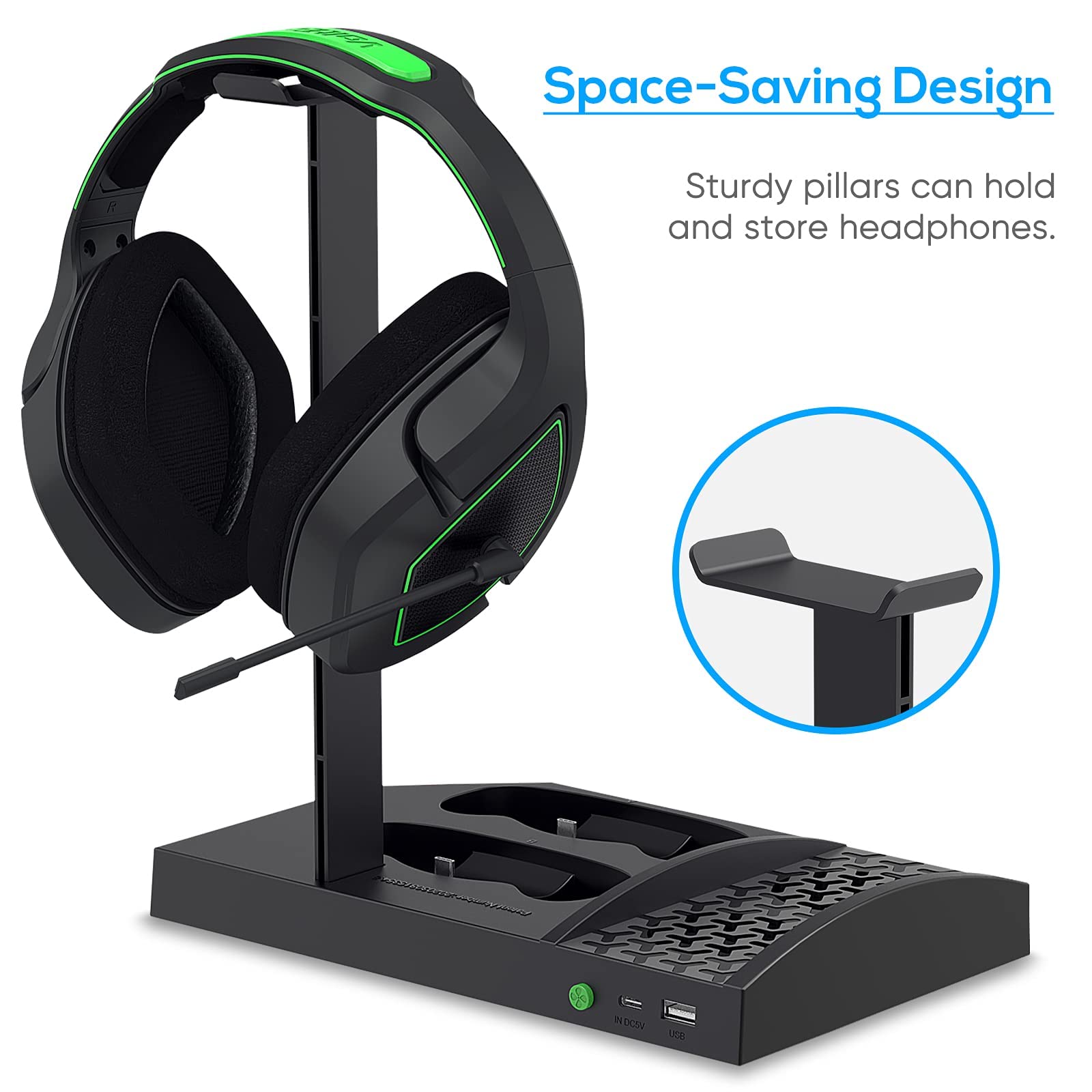 YUANHOT Xbox Series S Cooling Fan Stand with 4-Pack 1400mAh Rechargeable Batteries - Vertical Charging Dock Station with Controller Charger Port & Cooling System for XSS - Black - Perfect for Gaming Marathons & Overheating Protection