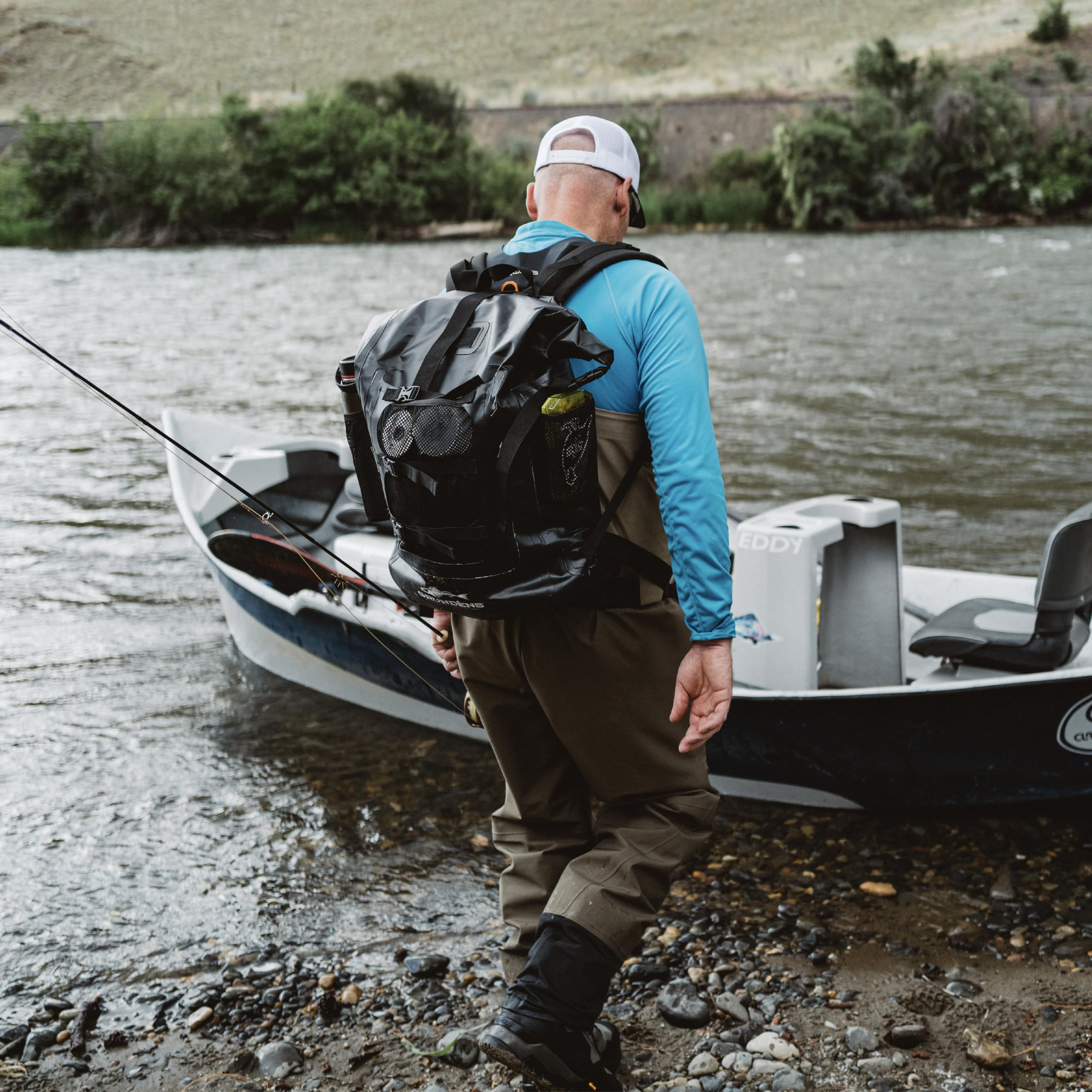 Grundens Gage Tech Rum Runner Backpack - Waterproof Fishing Backpack for Men & Women, Large Black, Durable Outdoor Gear for Hiking, Camping & Boat Trips