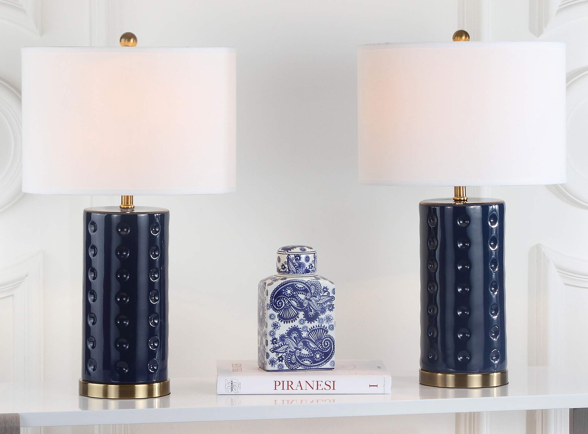 Safavieh Roxanne Navy Table Lamp Set of 2 - Modern Coastal Bedside Lighting for Bedroom, Living Room & Office Decor