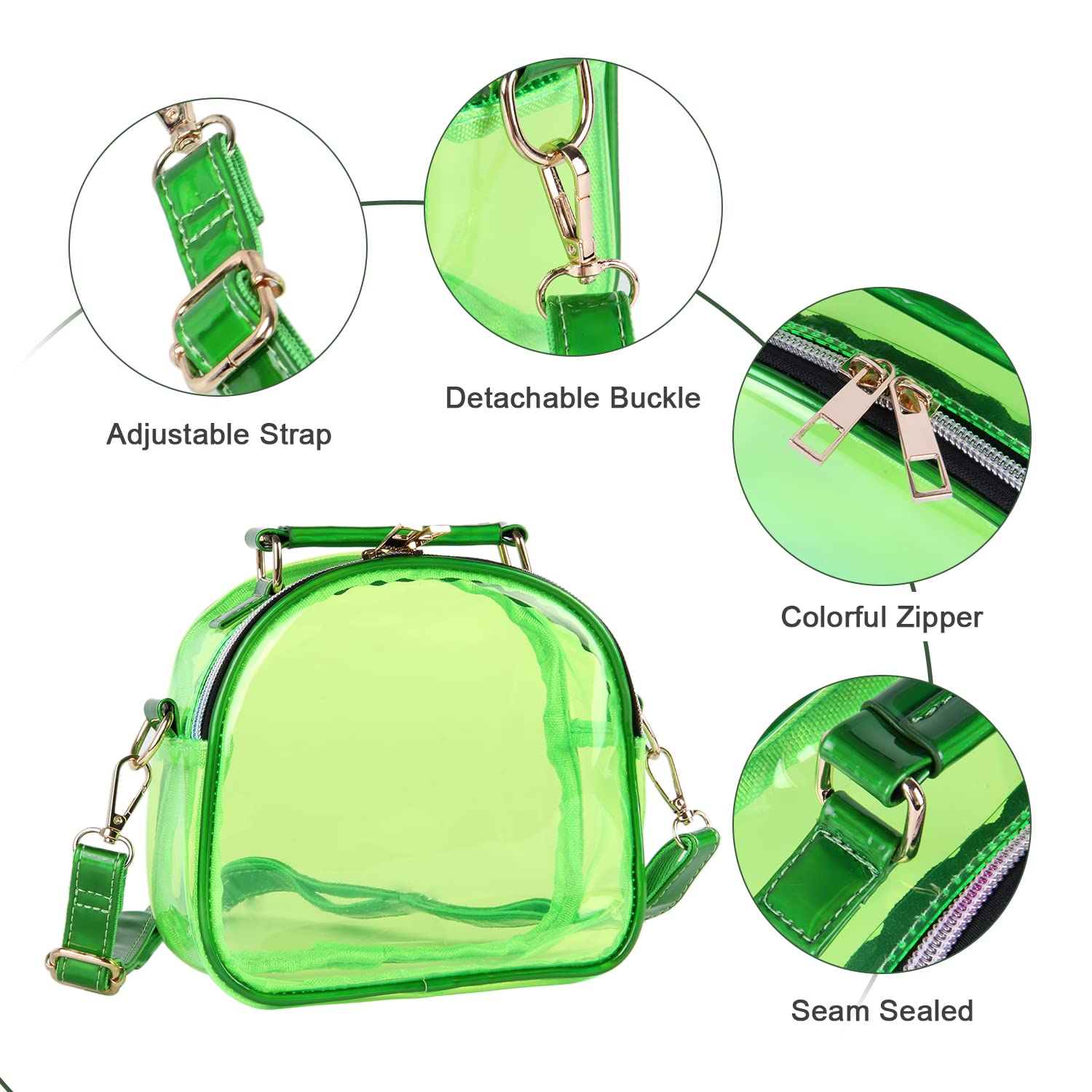 **Clear Crossbody Purse for Women - Neon Transparent Jelly Handbag, Stadium Approved See-Through Purse, Fashionable Sports Fan Accessory for Concerts, Festivals & Travel**