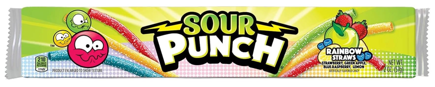 Sour Punch Rainbow Straws Candy - 2 Ounce (288 Count Case) | Bulk Sour Candy for Parties, Movie Nights & Snacking