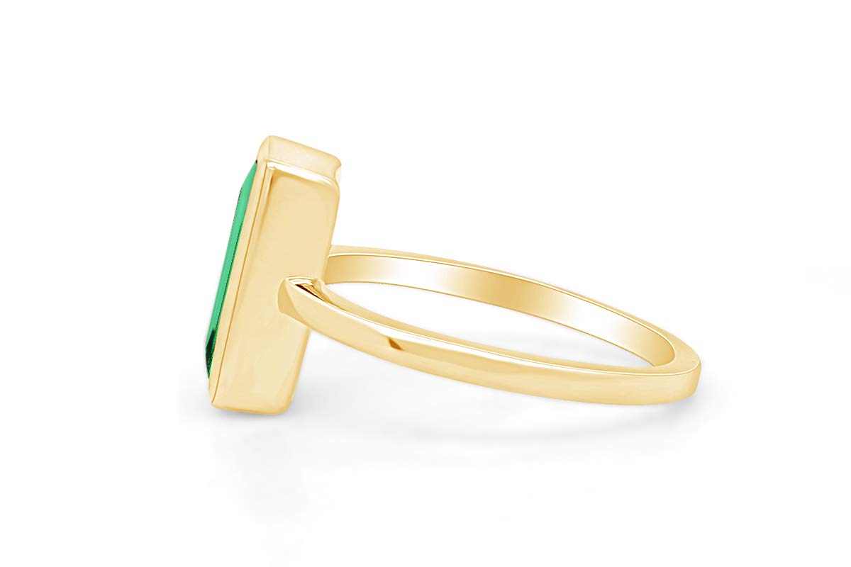 AFFY Jewelry 14k Yellow Gold Over Sterling Silver Geometric Bar Statement Ring - Simulated Gemstone Bridal Wedding Ring for Women - Perfect for Engagement, Anniversary, and Special Occasion Gifts