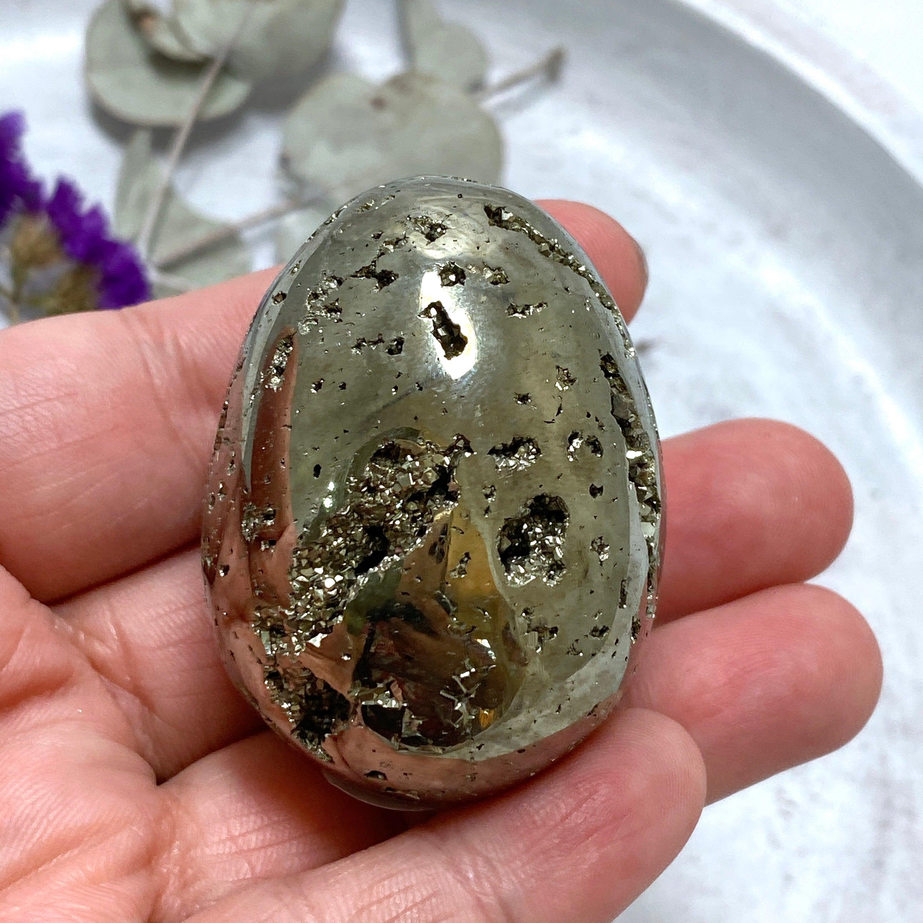 Premium Grade Pyrite Egg - Natural Mineral Specimen for Collectors, Home Decor & Crystal Healing | Perfect for Display, Meditation & Gifts