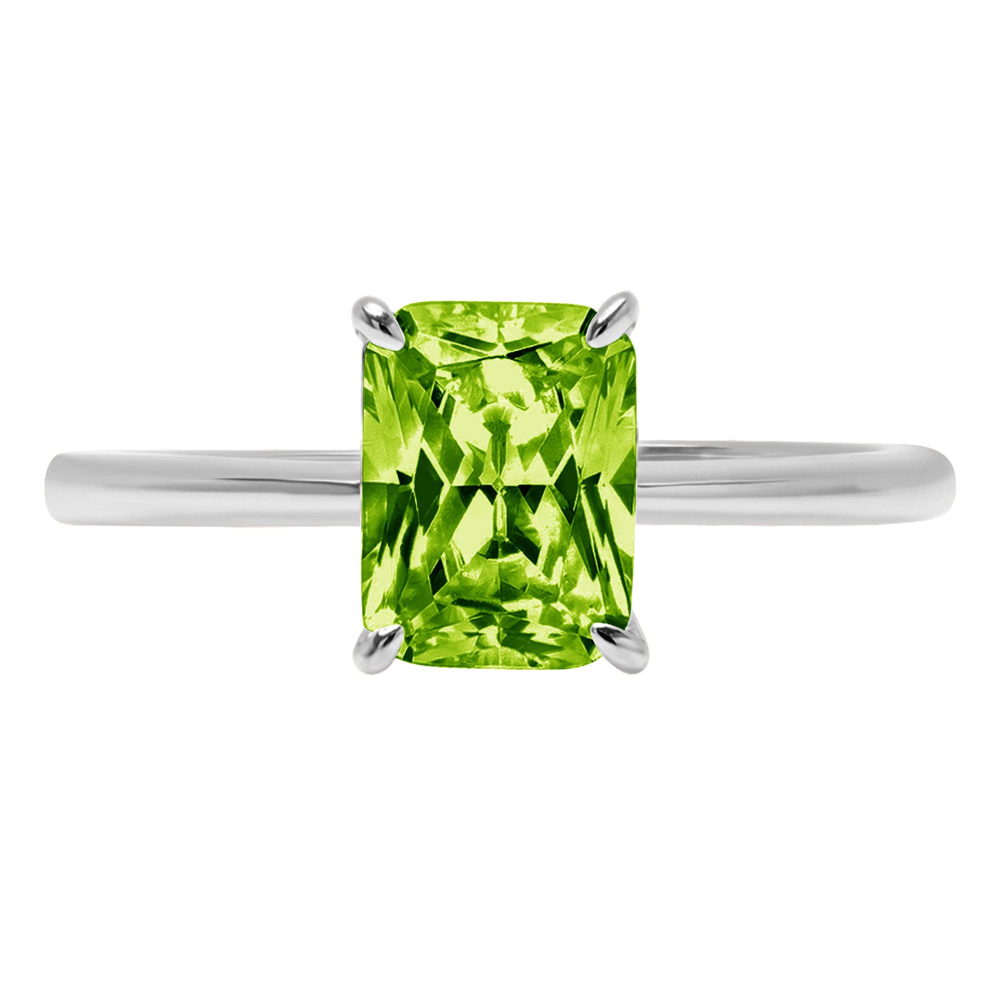 0.95ct Natural Green Peridot Solitaire Ring - Radiant Cut VVS1 Clarity, 14K White Gold Designer Statement Jewelry for Women | Perfect for Engagement, Anniversary & Special Occasion Gifts
