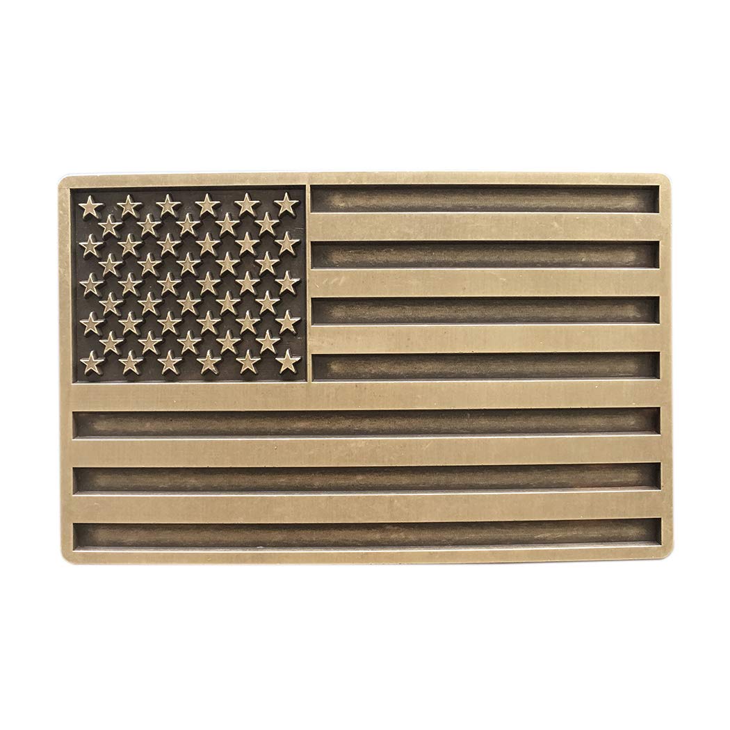 Vintage Bronze Plated American USA Flag Belt Buckle for Men & Women - Patriotic Western Style Accessory - Perfect for 4th of July, Rodeos & Country Music Festivals - Fast US Shipping