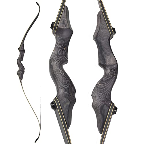 60 Inch Black Hunter Takedown Recurve Bow and Arrow Kit - 25-65 Lbs Wooden Traditional Longbow for Hunting, Target Practice & Outdoor Sports | Right/Left Hand Options | Perfect for Beginners & Archers