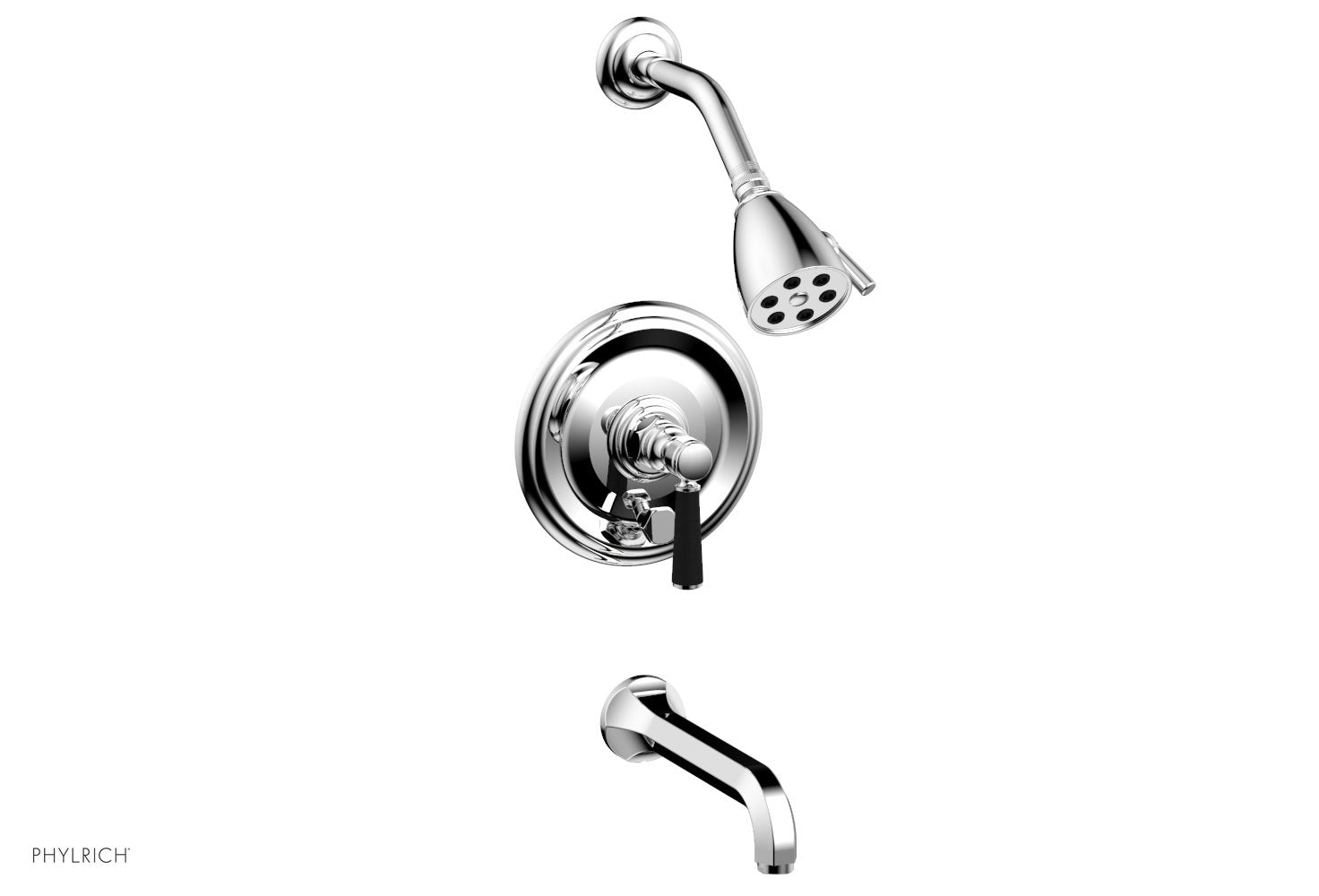 HEX TRADITIONAL Pressure Balance Tub and Shower Faucet Set - Satin Black Finish with Lever Handle (Model 500-27) | Perfect for Bathroom Renovation & Modern Home Decor