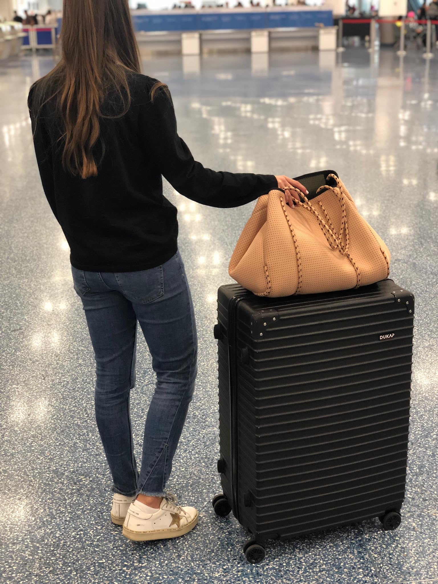 DUKAP TOUR 3-Piece Hardside Spinner Luggage Set with TSA Lock - 20/24/28 Inch Expandable Suitcases for Travel, Black | Perfect for Business Trips, Family Vacations & International Travel
