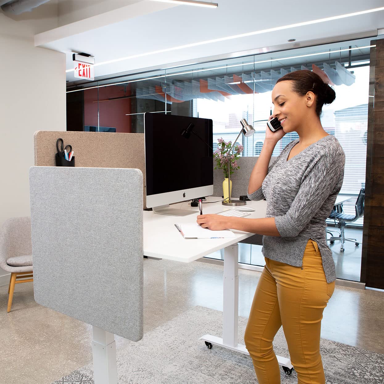 Refocus Clamp-On Acoustic Desk Divider Privacy Panel - 59