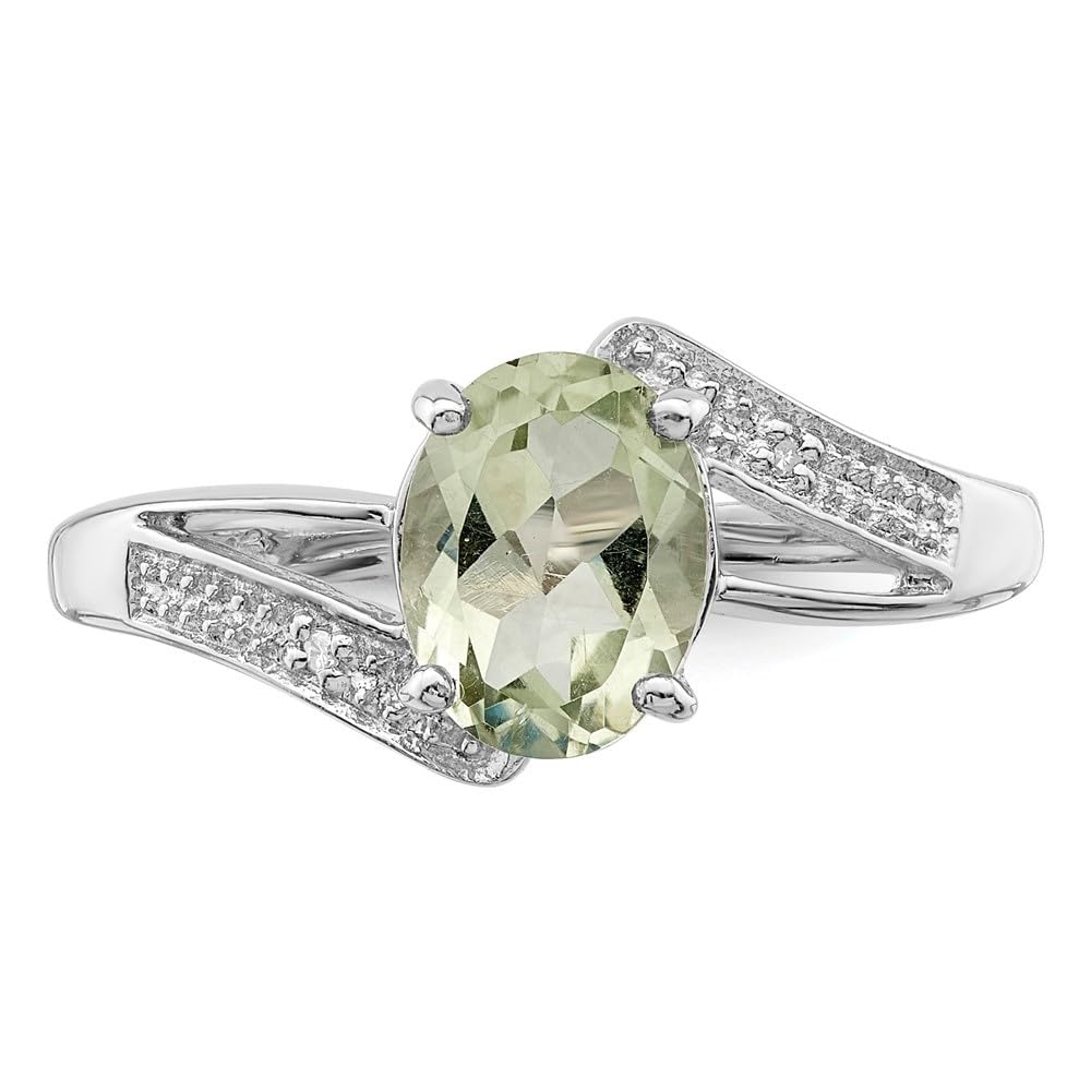 1.06ct Oval Cut Prasiolite & Diamond Accent Engagement Ring - Vintage Style Wedding Band for Women, Perfect for Proposals, Anniversaries & Romantic Occasions