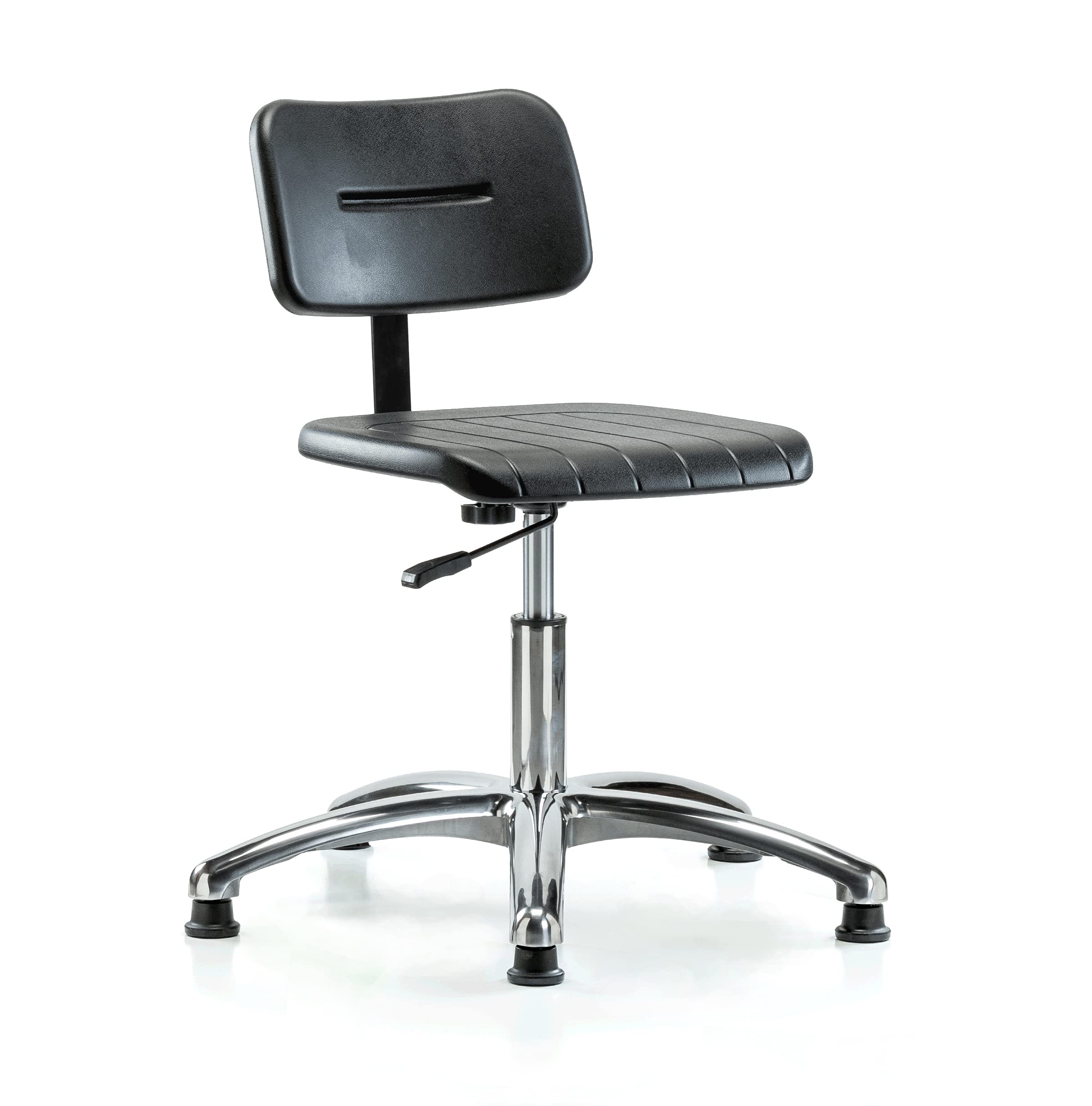 Ergonomic Perch Chrome Industrial Work Chair with Stationary Caps - Adjustable Desk Height Office Chair for Standing Desks, Home Office & Industrial Workspaces - Perfect for Architects, Designers & Long Work Sessions