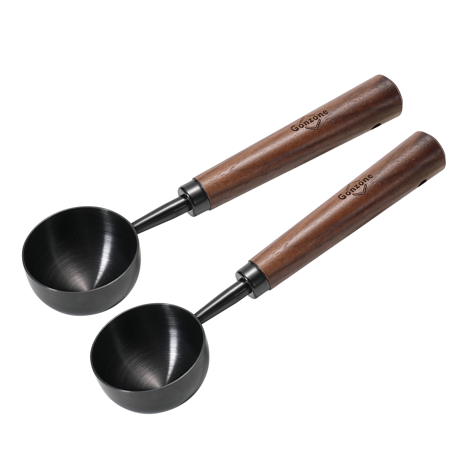 Premium Vintage Coffee Measuring Spoon - 10g Capacity 304 Stainless Steel Scoop with Walnut Handle - Perfect for Coffee, Tea, Baking & Spices - Ideal for Home Baristas, Coffee Shops & Kitchen Use (Gunmetal, 2-Piece Set)