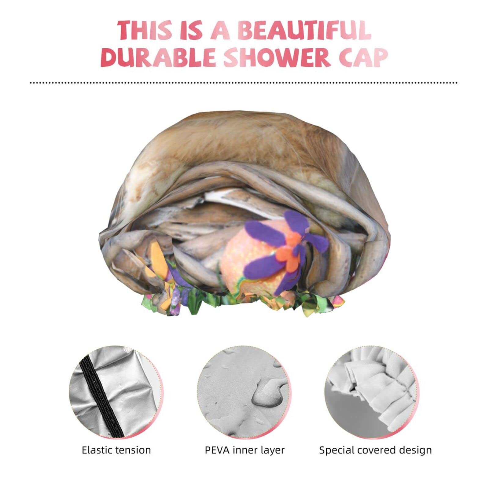 Easter Bunny Shower Cap for Women - Reusable Waterproof Shower Hat with Rabbit Ears - Cute Bath Hair Cover for Shower, Spa & Swimming - Perfect Easter Gift for Girls & Women