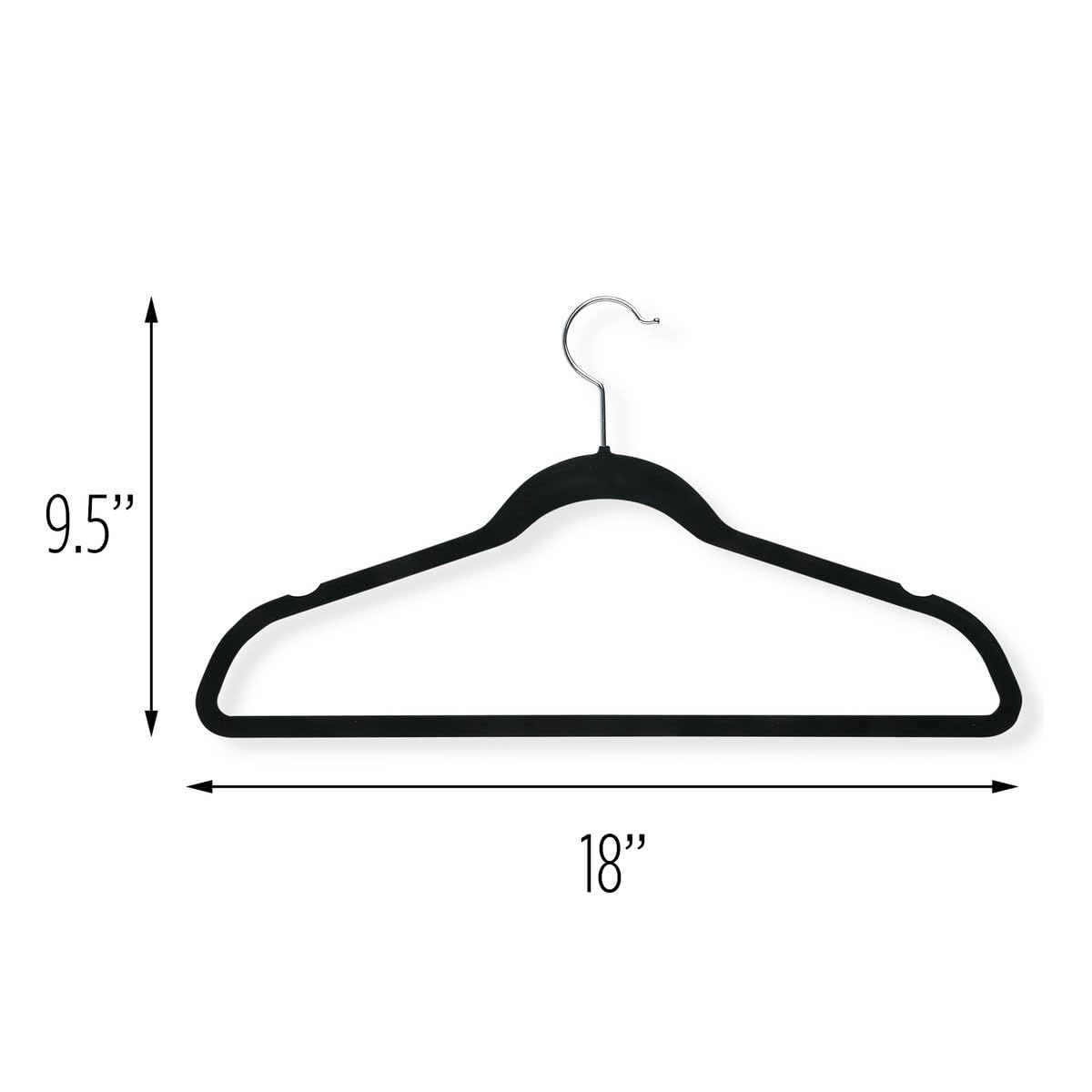 50-Pack Thin Non-Slip Velvet Hangers Black - Space Saving Closet Organizer for Shirts, Pants & Dresses | Honey-Can-Do HNG-01884