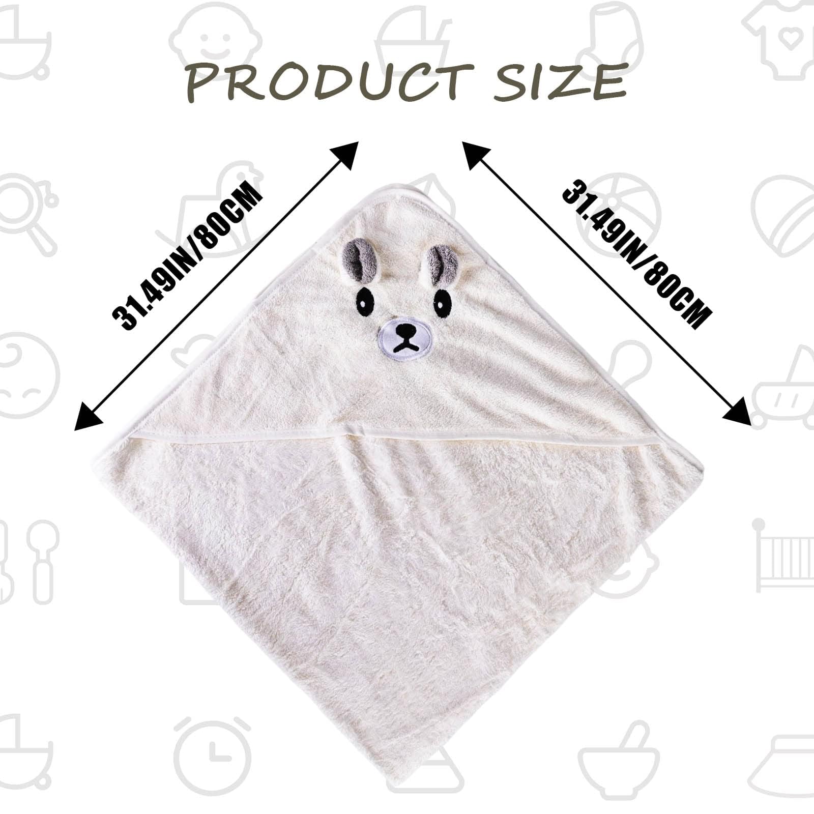 3 Pack Baby Hooded Towels - Soft & Absorbent 80x80cm Unisex Baby Bath Towels with Hood for Newborns & Toddlers - Perfect for Bath Time, Swimming & Spa Days