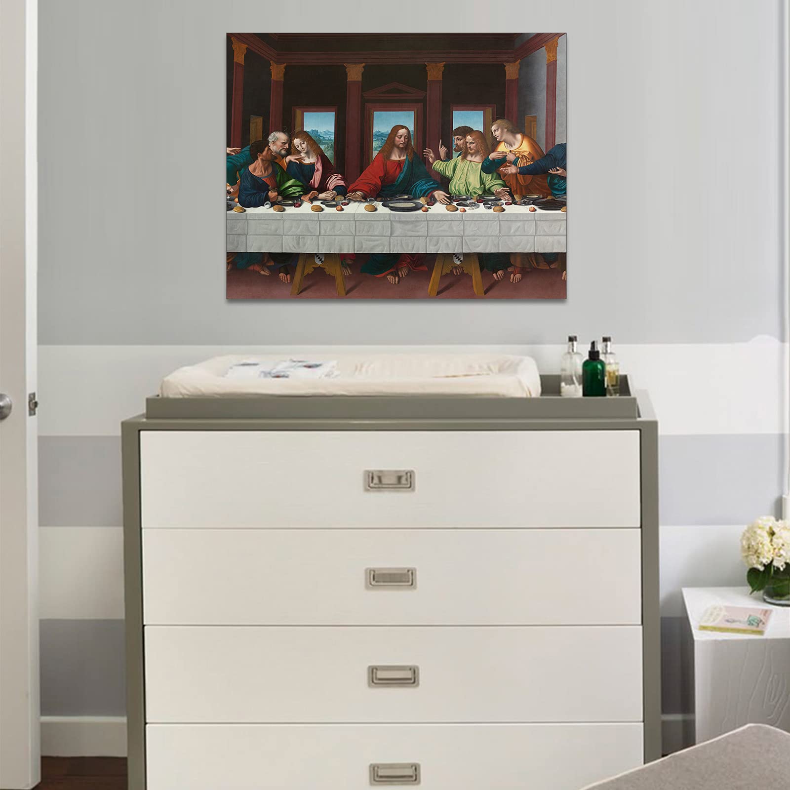 The Last Supper Canvas Wall Art - 12x18 Inches Classic Religious Painting for Dining Room & Living Room Decor - Perfect for Home, Church & Office Wall Decor
