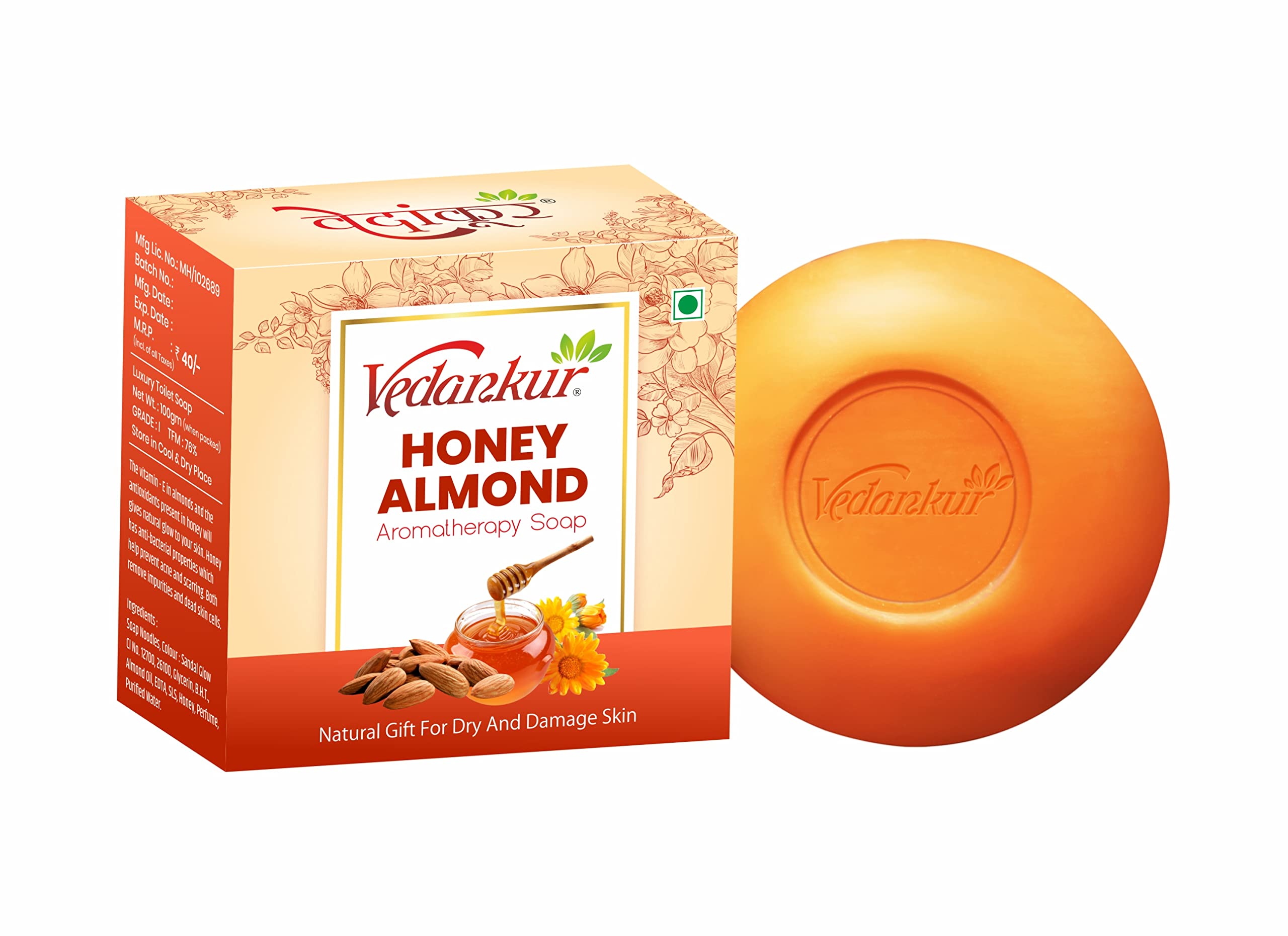 Organic Honey Almond Snack Pack of 6 | Healthy Protein-Rich Nuts for Energy Boost | Perfect for Office, Hiking & Travel Snacks