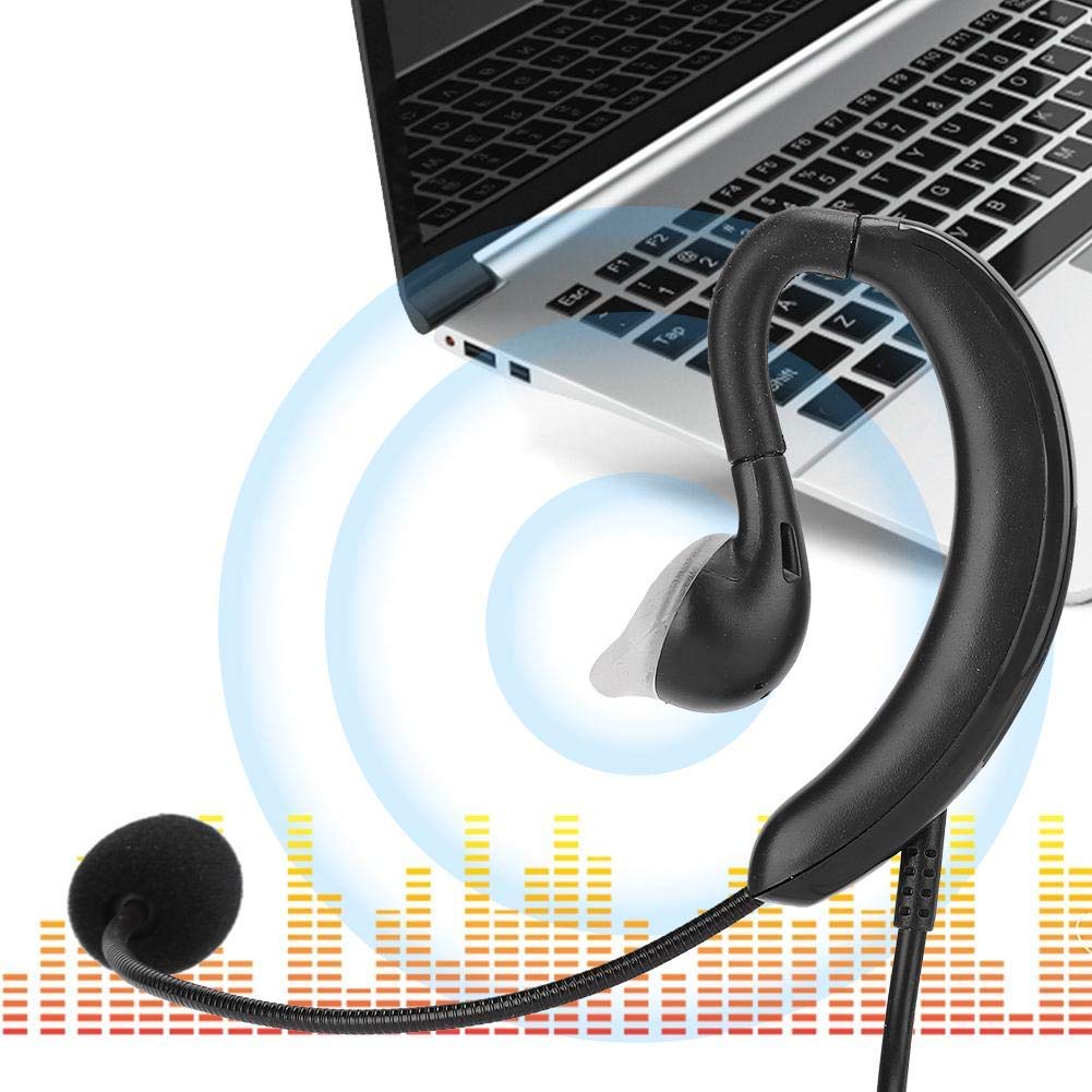 ASHATA USB Computer Headset with Ear Hook - Noise Cancelling Microphone for Skype, Zoom, Calls - One-Key Mute & Volume Control - Perfect for Remote Work, Online Classes & Gaming