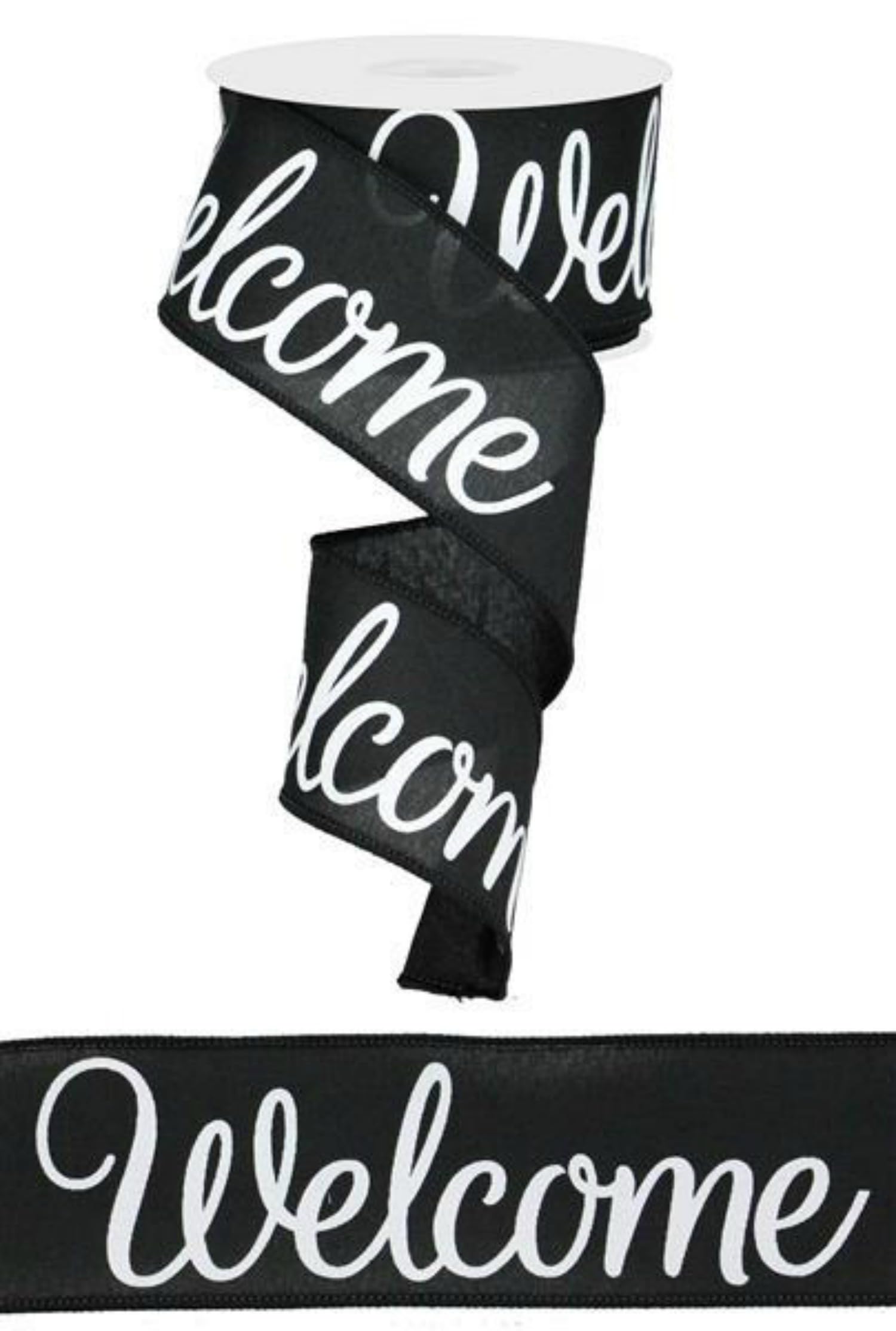 Welcome Canvas Wired Edge Ribbon - 2.5