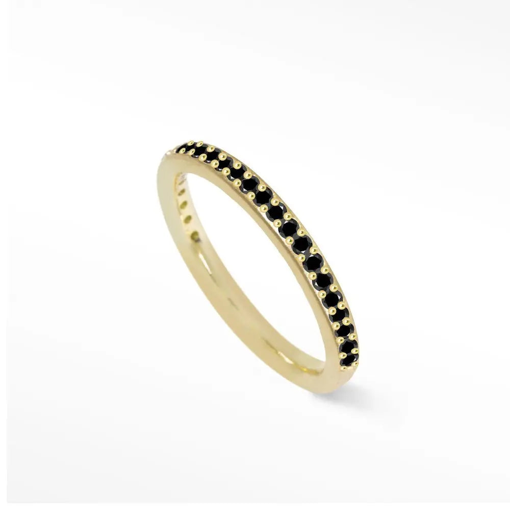 Black Diamond Eternity Ring 14k Yellow Gold - Wedding Band, Anniversary Gift, Promise Ring for Women - Perfect for Engagements, Valentine's Day & Special Occasions