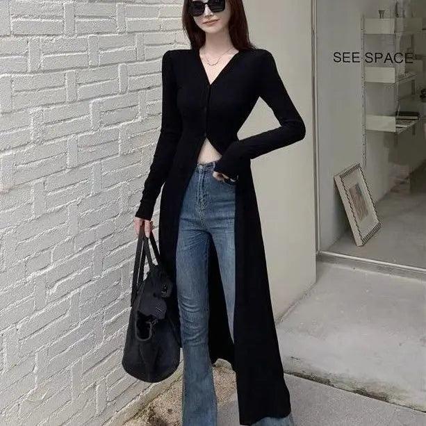 Black Long Sleeve Shirts for Women - 2024 Korean Streetwear Fashion Blouses | Slim Fit Casual Y2K Tops for Everyday Wear, Office & Date Nights | Trendy Women's Camisas De Mujer