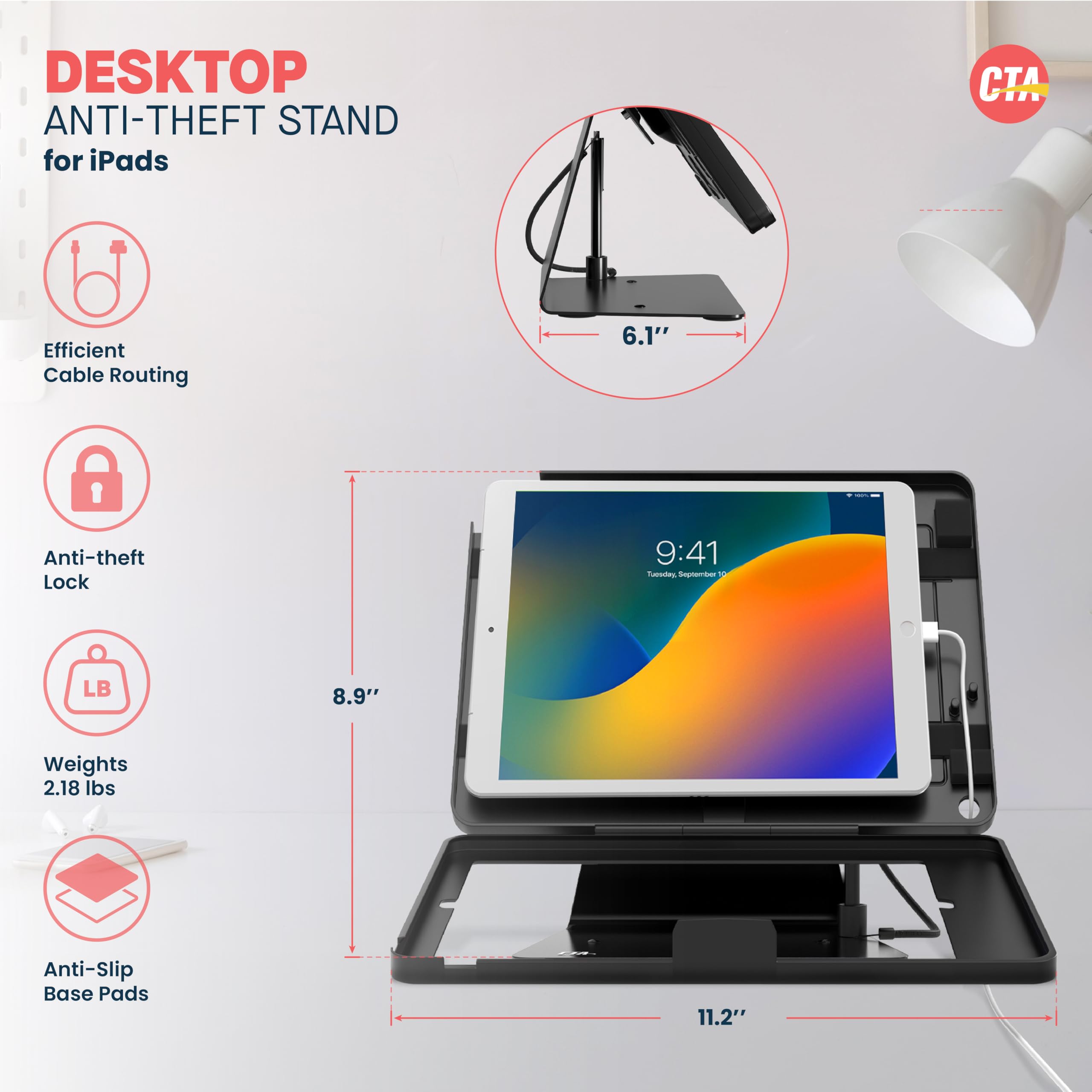 Secure Desktop Anti-Theft Stand for iPad 7th/8th/9th Gen 10.2
