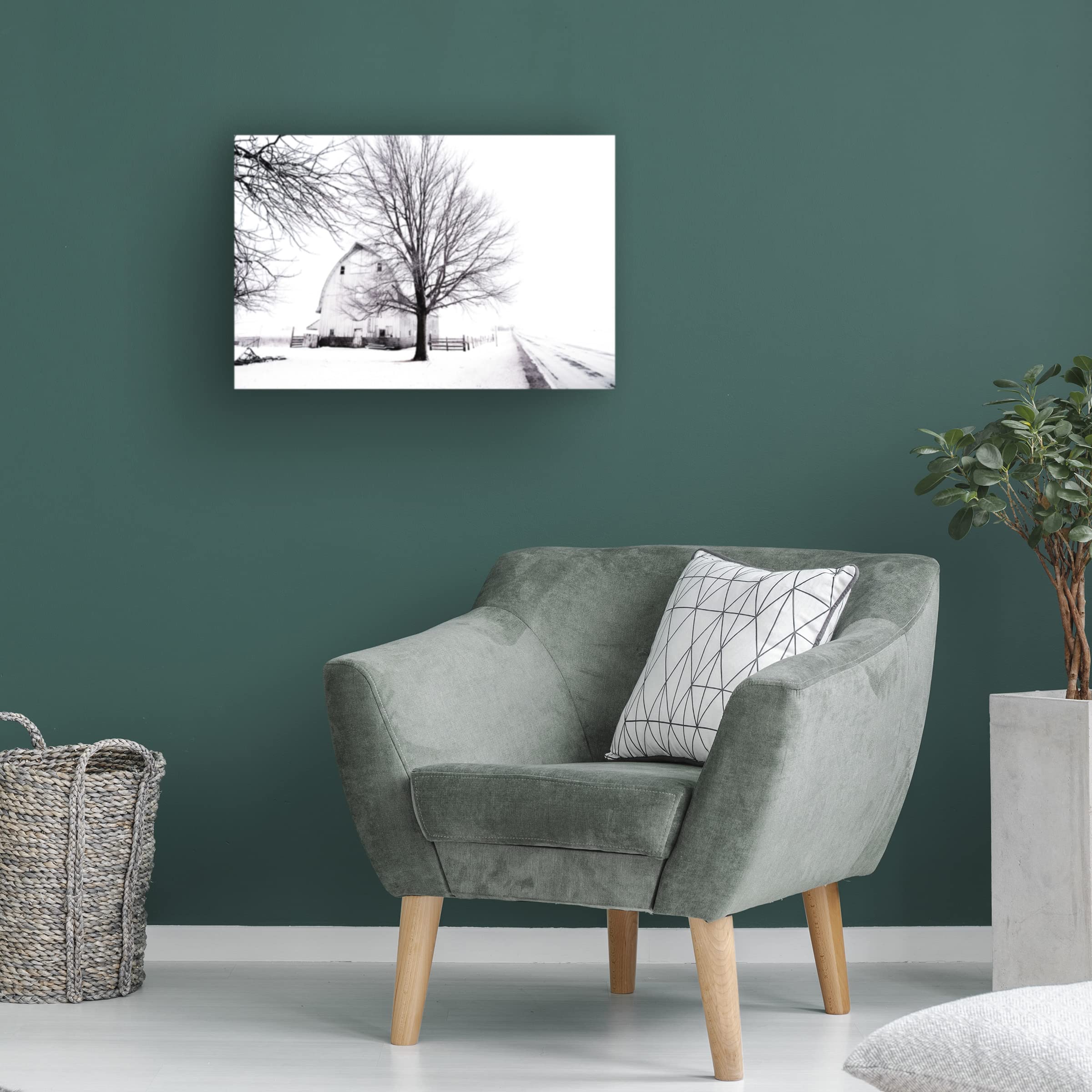 Blue Palomino 'January Barn' Canvas Art Print - Modern Farmhouse Wall Decor for Living Room, Bedroom & Office