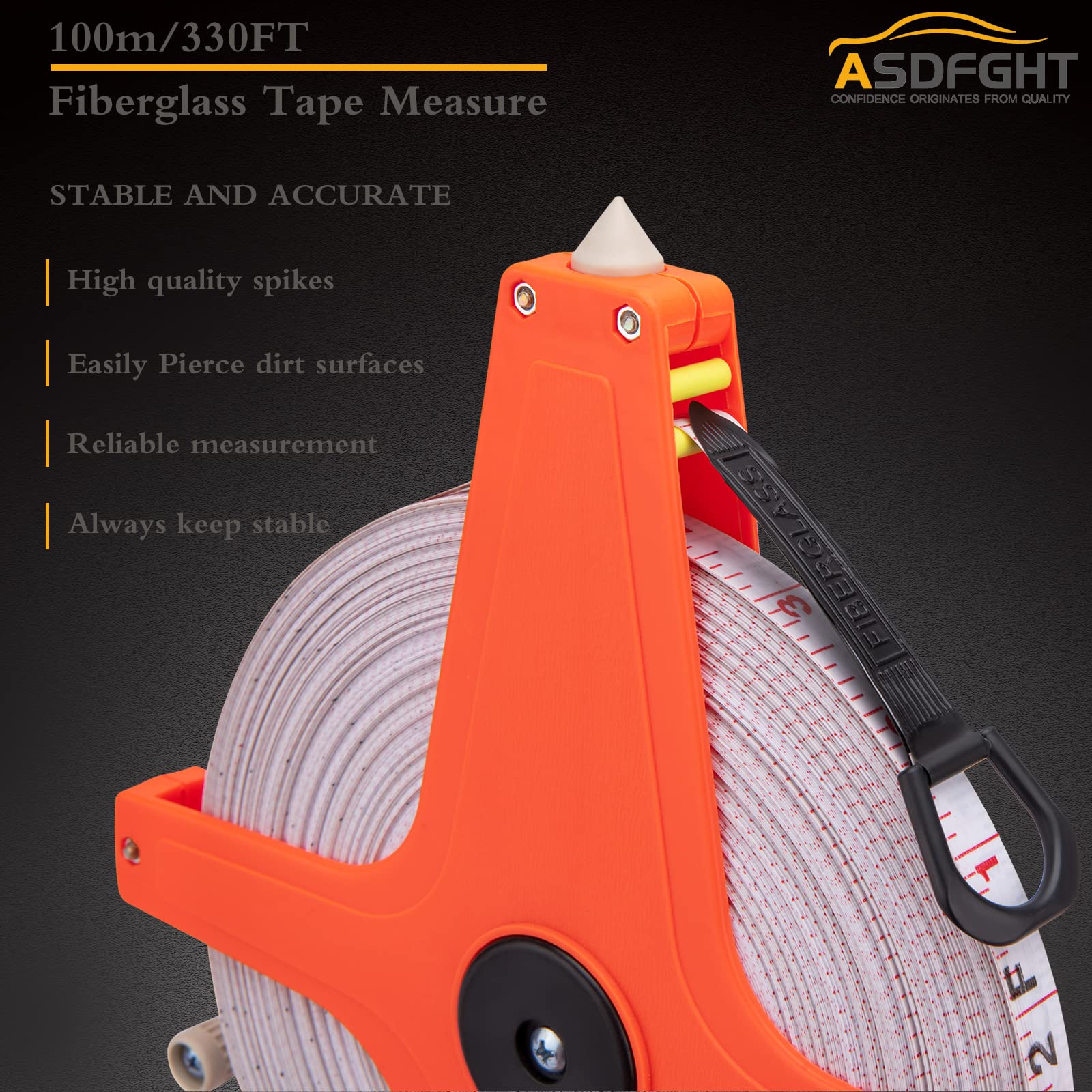 330ft Open Reel Fiberglass Tape Measure - Dual-Sided with Feet/Meters (1/2