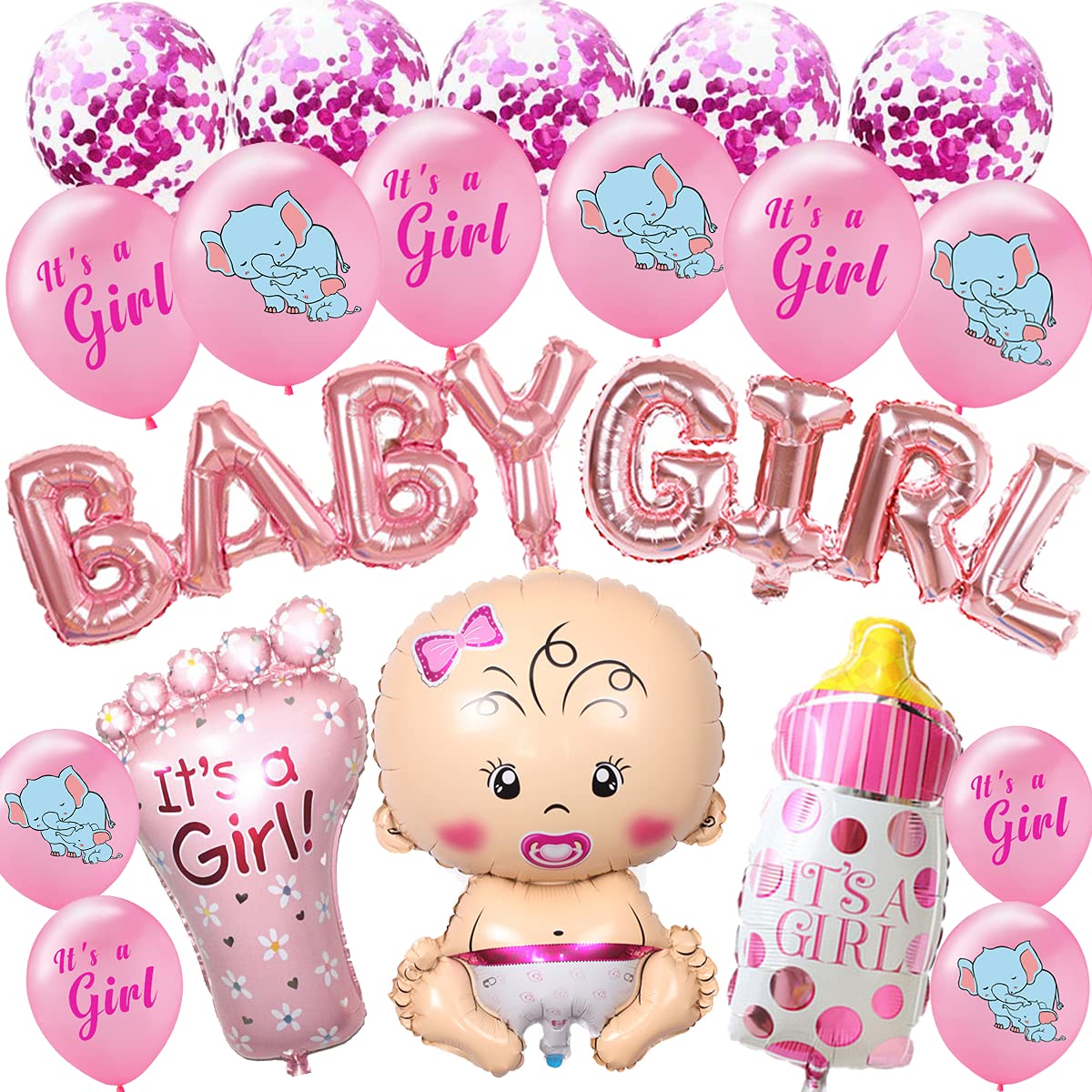 It's a Girl Baby Shower Decorations Set - Pink Elephant Balloons & Party Supplies for Newborn Celebration | Perfect for Baby Shower, Gender Reveal & Nursery Decor