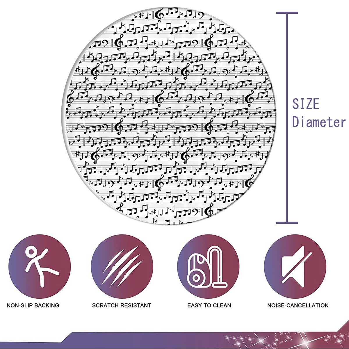 Abstract Music Decor Mat for Office Chair - Large 35 Inch Computer Chair Mat, Gaming Rug for Home Office & Gaming Room - Perfect for Workspace & Play Area