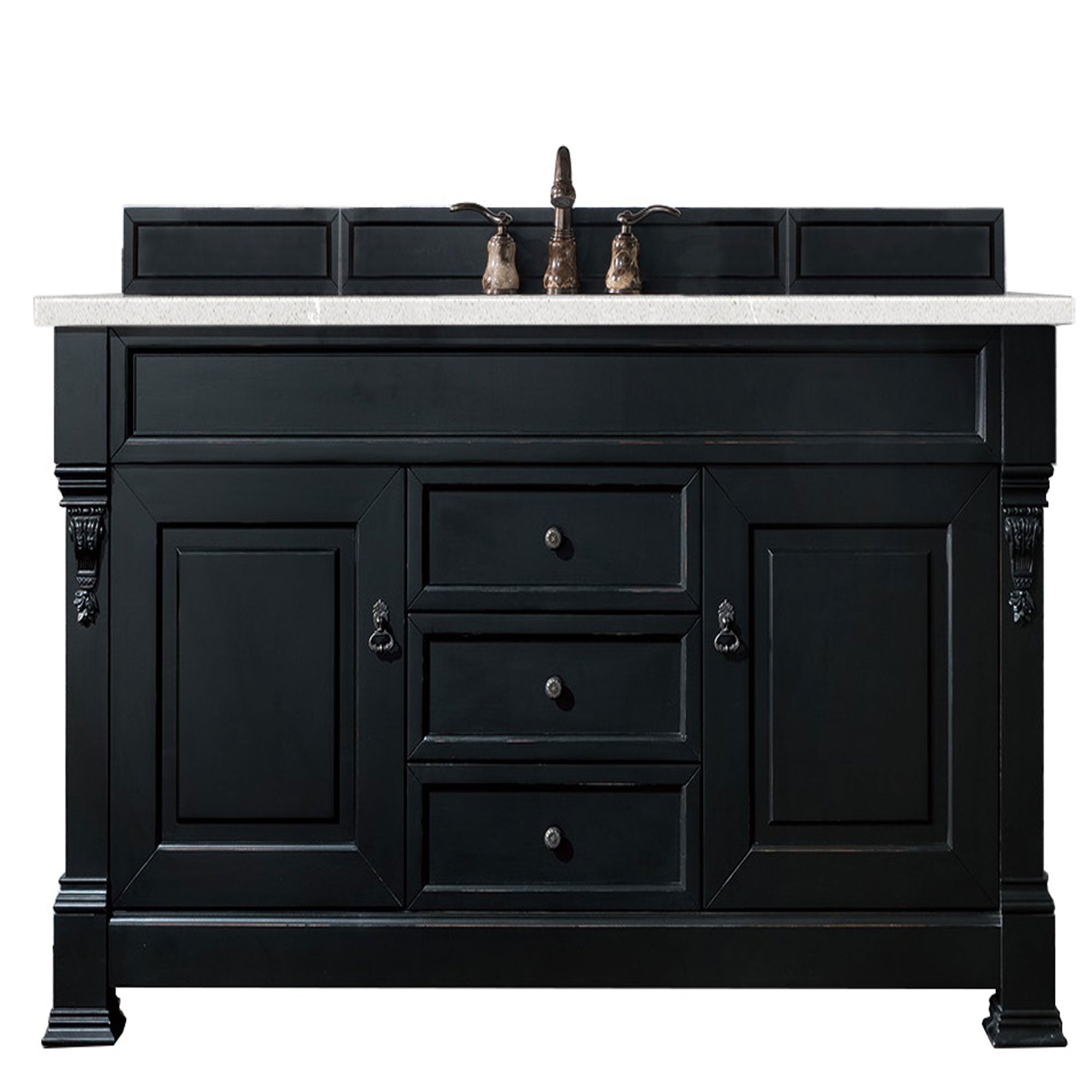Brookfield 60 Inch Single Bathroom Vanity Set - Antique Black Finish with 3CM Eternal Serena Quartz Countertop | Perfect for Modern and Traditional Bathrooms