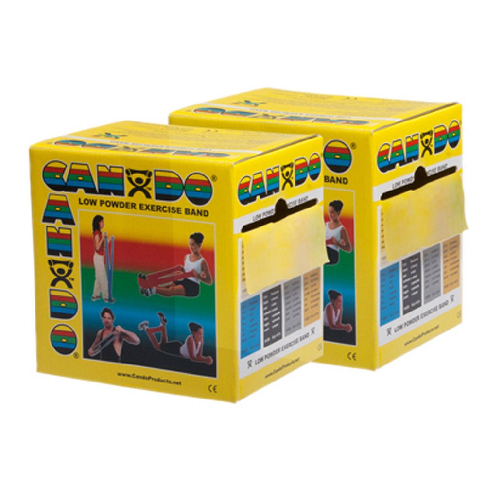 CanDo Twin-Pak Exercise Band Set - 2 Yellow Resistance Bands (100 Yards Total) for Strength Training, Physical Therapy & Home Workouts