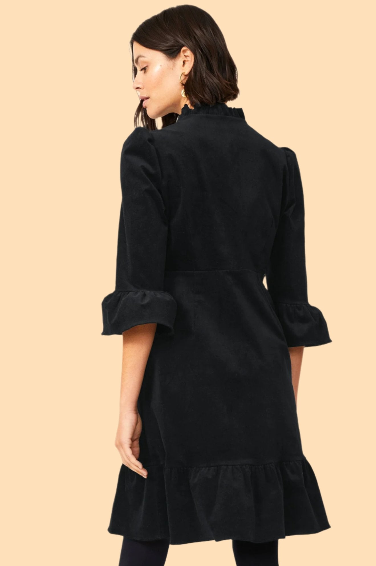 Percy Short Stretch Corduroy Dress for Women - Soft Comfortable Black Corduroy Mini Dress | Perfect for Casual Wear, Date Night & Fall Fashion