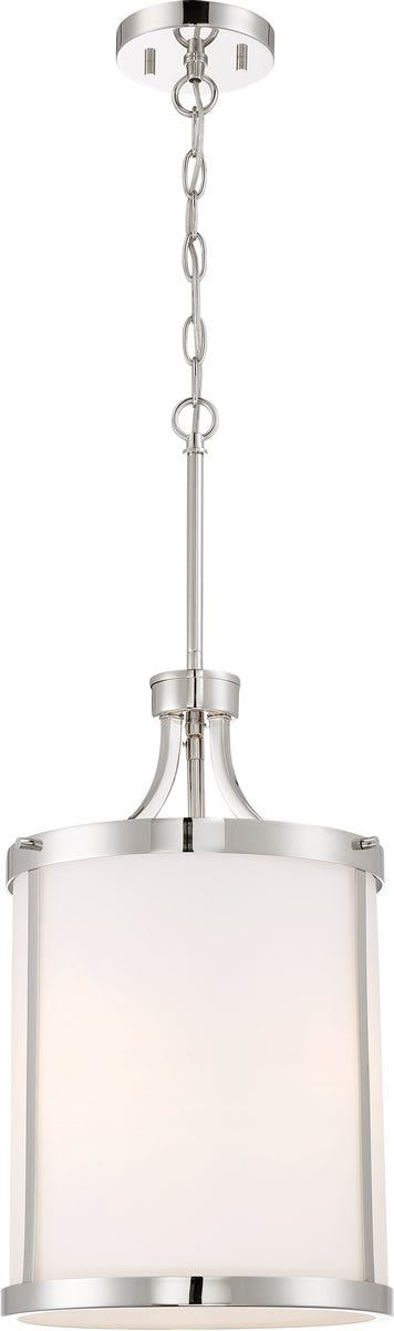 12W Denver 3-Light Pendant Light Fixture in Polished Nickel - Perfect for Kitchen Island, Dining Room, or Entryway Lighting