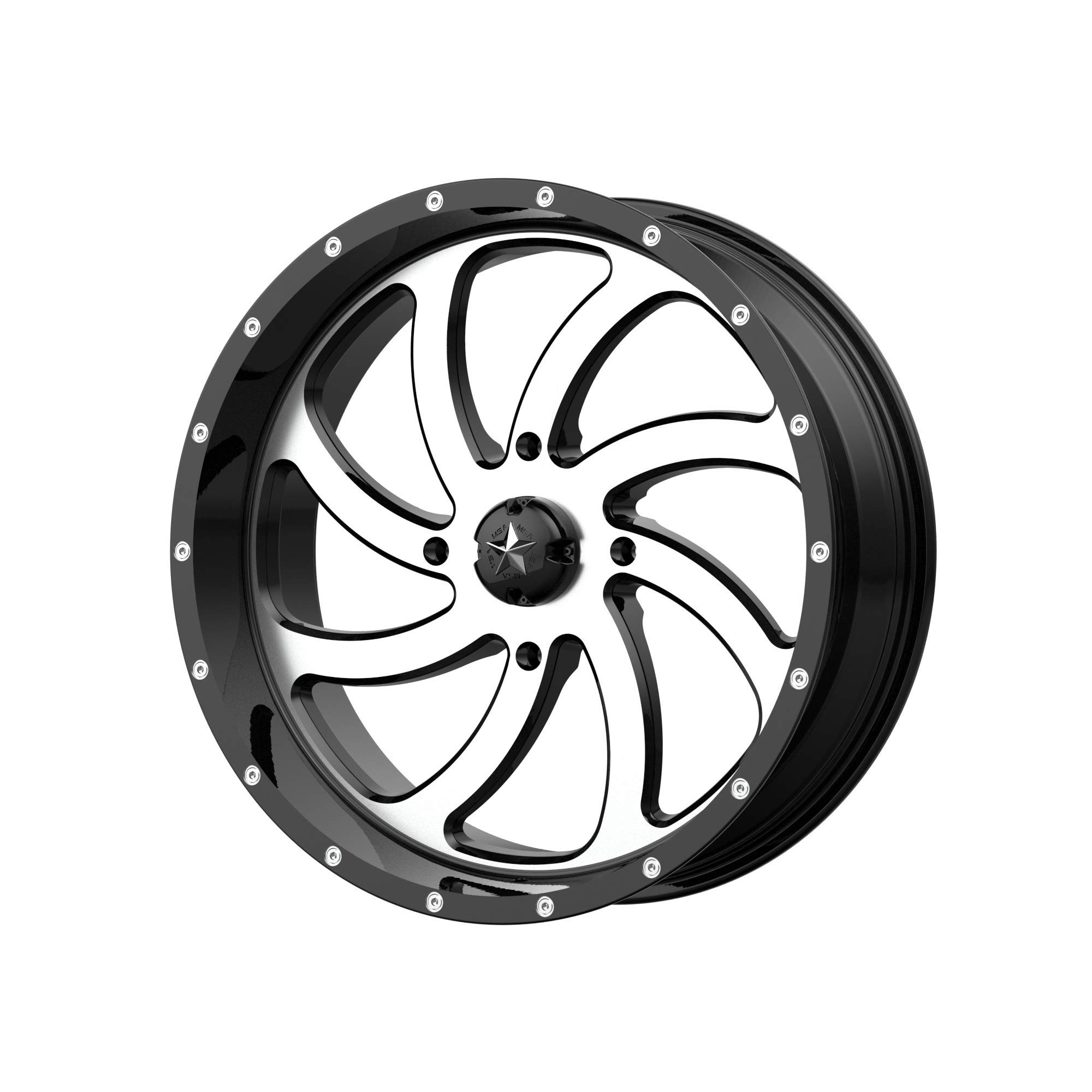 MA36 22x7 4x137 Machined Black Wheels - 00mm Offset | Premium Alloy Rims for Trucks & SUVs | Off-Road & Street Performance