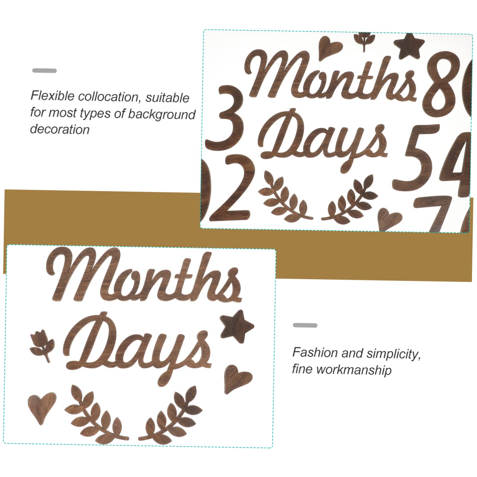 HEMOTON 2 Sets Personalized Baby Milestone Cards - Newborn Photo Props with Love & Wonderful Milestone Number Signs for Baby's First Year - Perfect for Monthly Photos, Birthday Parties & Nursery Decor