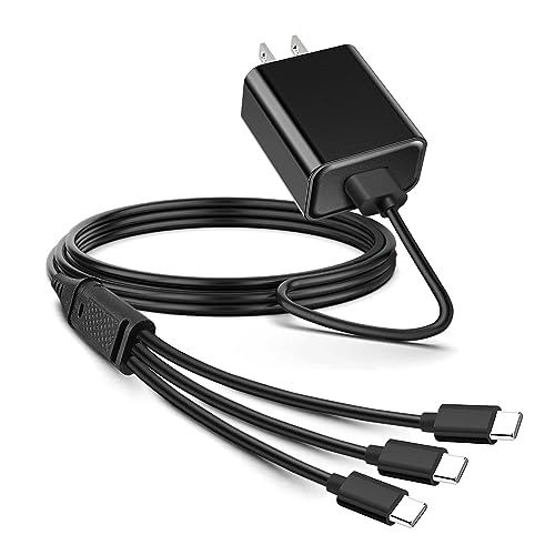 6FT 3-in-1 Wall Charger with USB C Cable - Fast Charging Compatible with DJI Mini 2 SE/3 Pro/Air 2S/Avata Drones & Rode Wireless Go II Mic - Perfect for Travel, Outdoor Filming & Drone Charging On The Go