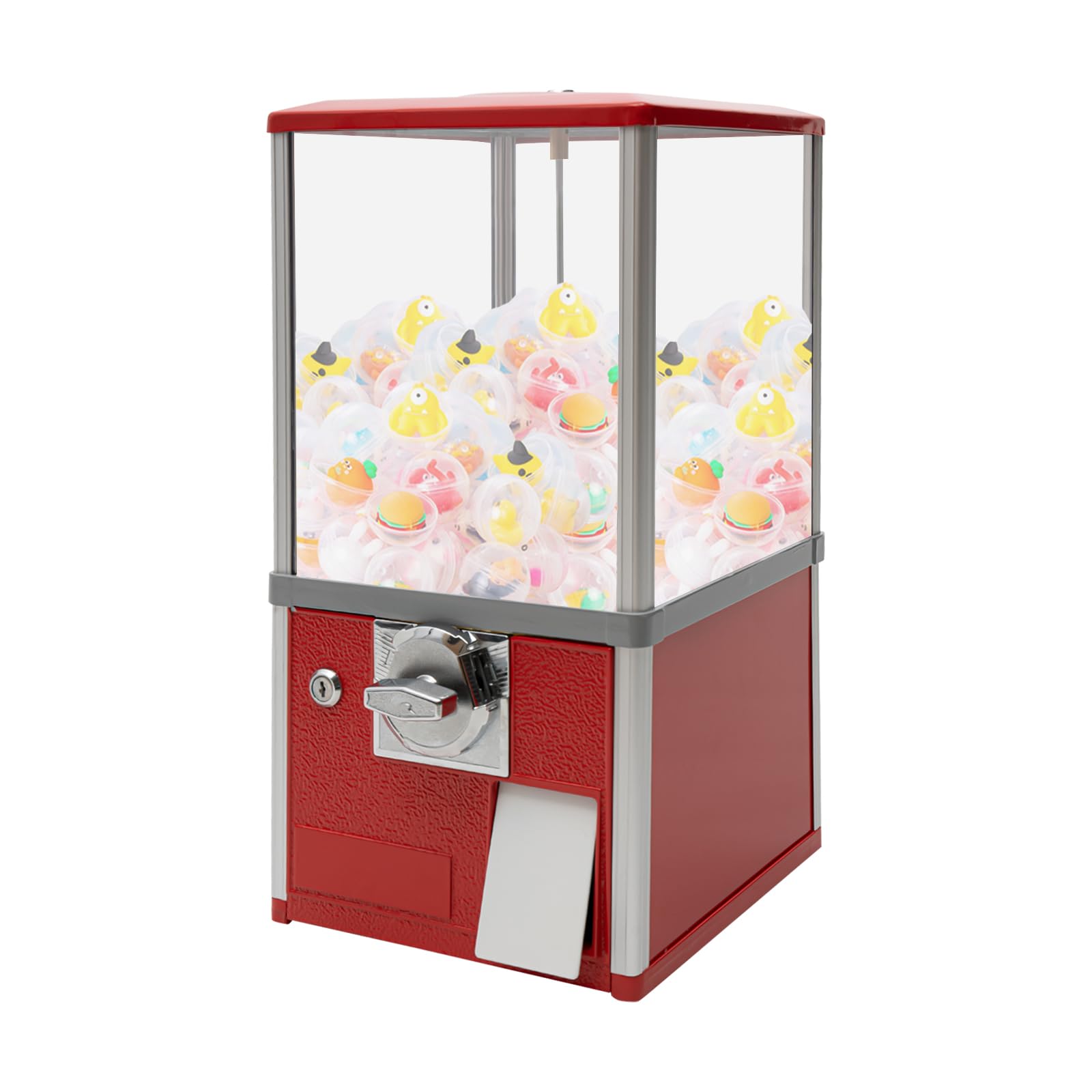 Vintage Style 25-Cent Gumball Vending Machine - Candy & Toy Dispenser for 1.77-1.97in Prizes, Retro Coin-Operated Bank for Game Rooms, Retail Stores & Home Decor (Red) - Perfect for Parties, Arcades & Small Business Promotions