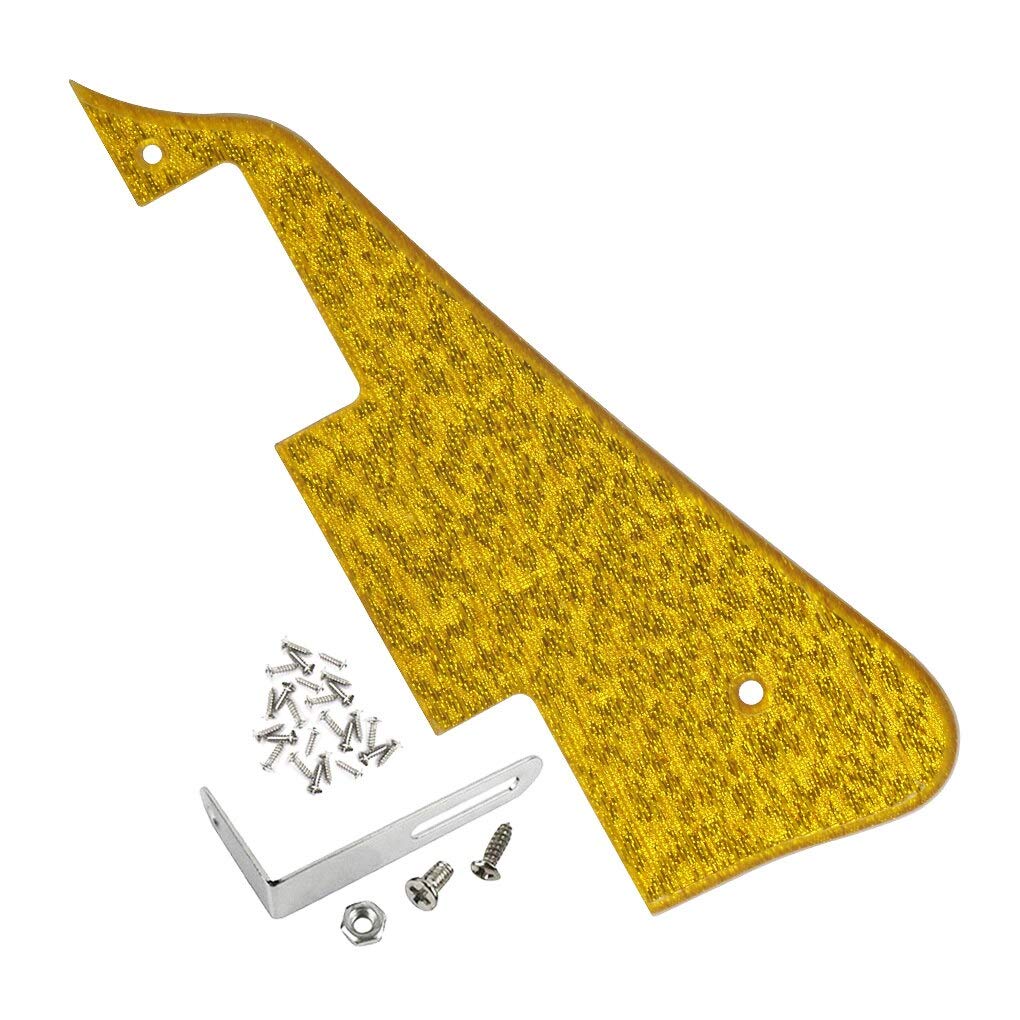 LP Style Guitar Pickguard with Metal Bracket & Screws - 1Ply Scratch Plate in Sparkle Gold | Perfect for Guitar Repair, Customization & Replacement