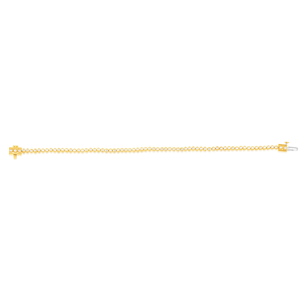 14K Yellow Gold 1.2 Carat Diamond Tennis Bracelet with 70 Brilliant Cut Diamonds - 7 Inch Adjustable Length for Women - Perfect for Weddings, Anniversaries & Special Occasions