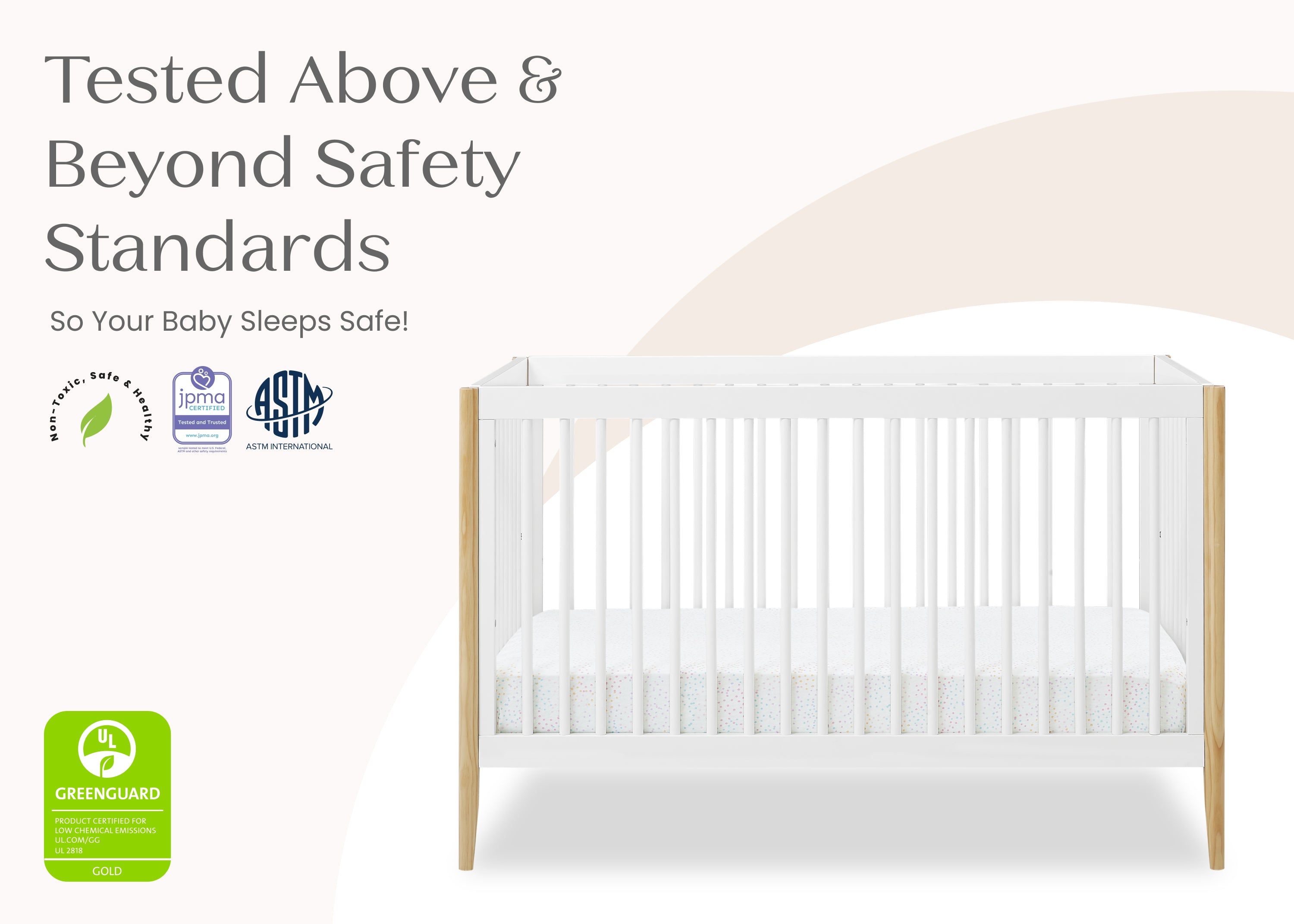 Casey 6-in-1 Convertible Baby Crib - Toddler Bed, Daybed & Full-Size Bed - Safe Nursery Furniture for Newborn to Adult - Perfect for Nursery, Bedroom & Guest Room