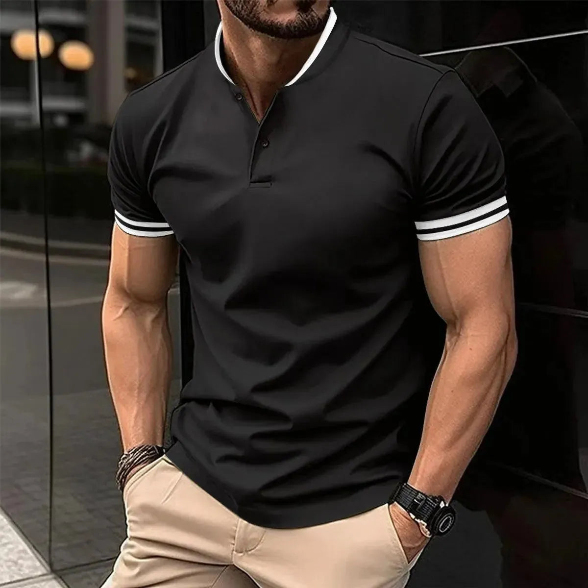 Men's Casual Short Sleeve Polo Shirt - Comfortable Cotton Knit Top for Golf, Work & Everyday Wear