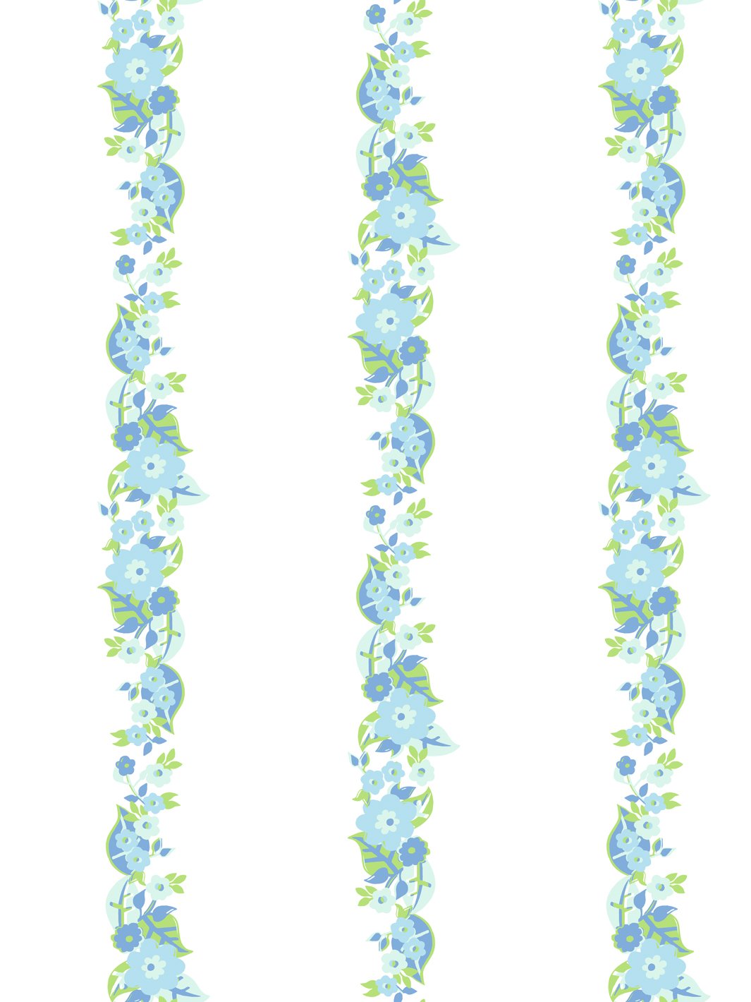 Barbie™ Floral Stripe Wallpaper in Denim Green - Perfect for Nursery, Bedroom, and Living Room Decor