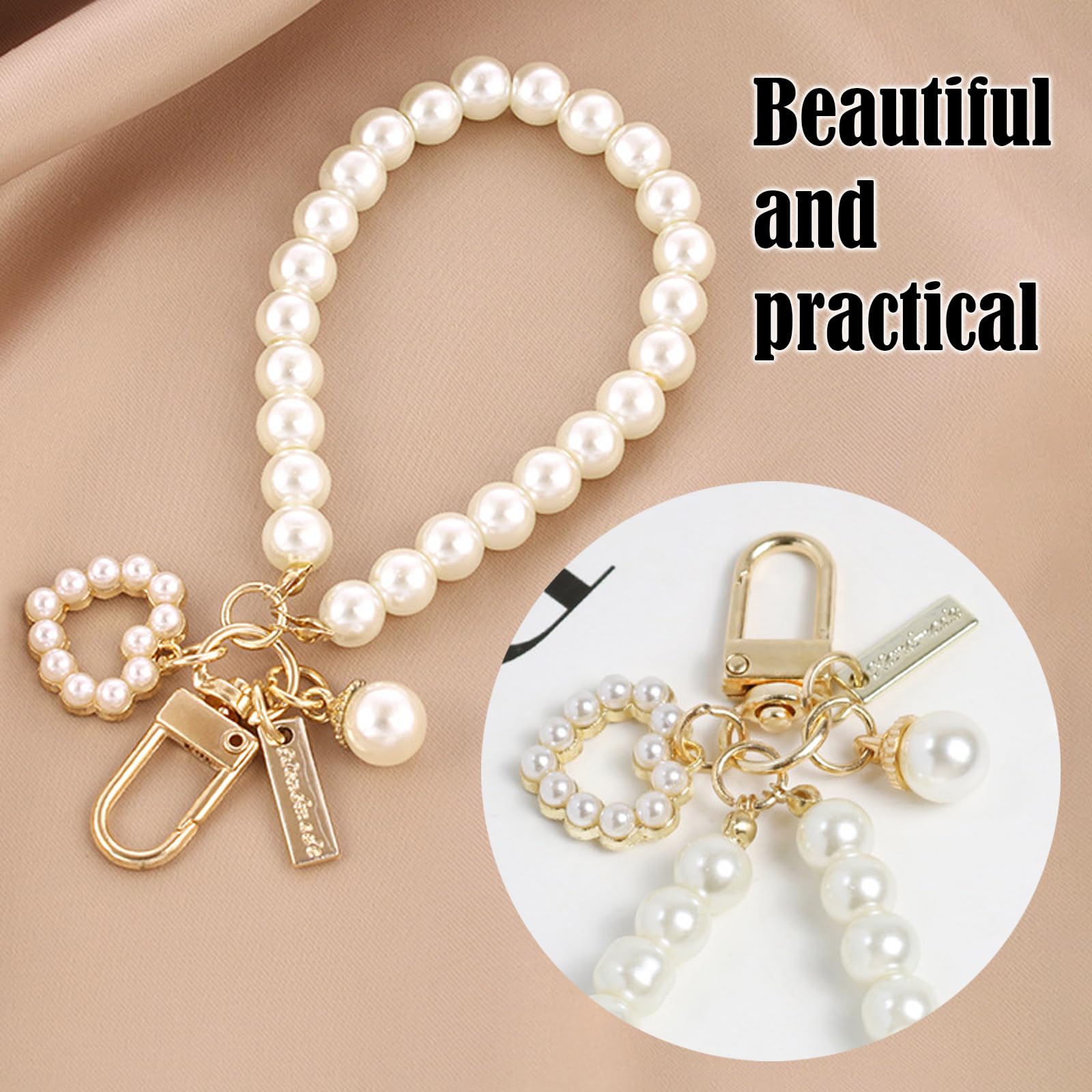 DKDDSSS 2 Pack Pearl Phone Straps - Adjustable Phone Charm & Chain for iPhone Samsung - Stylish Phone Jewelry Accessories for Men & Women - Perfect for Daily Use, Gifts & Fashion Accessories