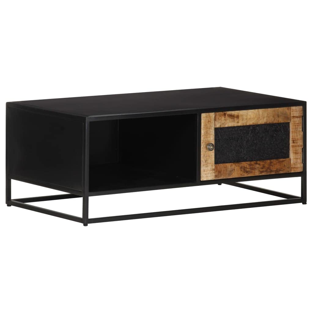 Rustic Square Coffee Table with Storage - Solid Mango Wood Living Room Center Table, Bedroom Side Table for Study & Lounge - Handcrafted Wooden Coffee Table for Home Decor