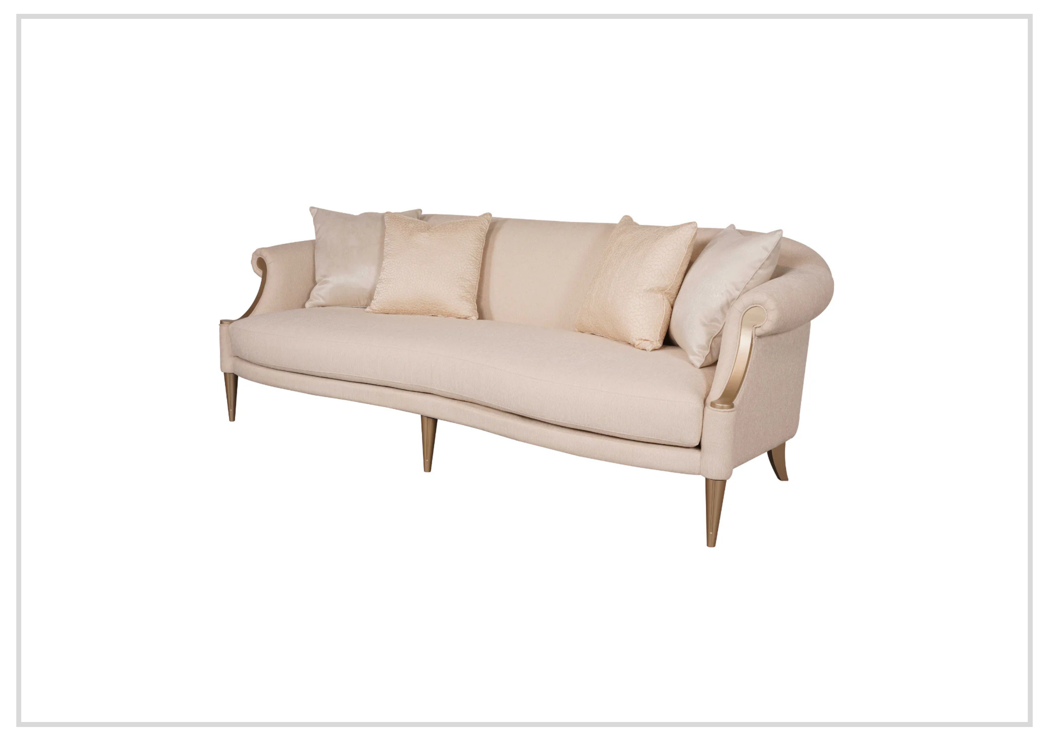 Klaussner Clarkson 3-Seater Beige Fabric Sofa with Rolled Arms - Comfortable Living Room Couch for Small Spaces, Apartments & Cozy Home Decor