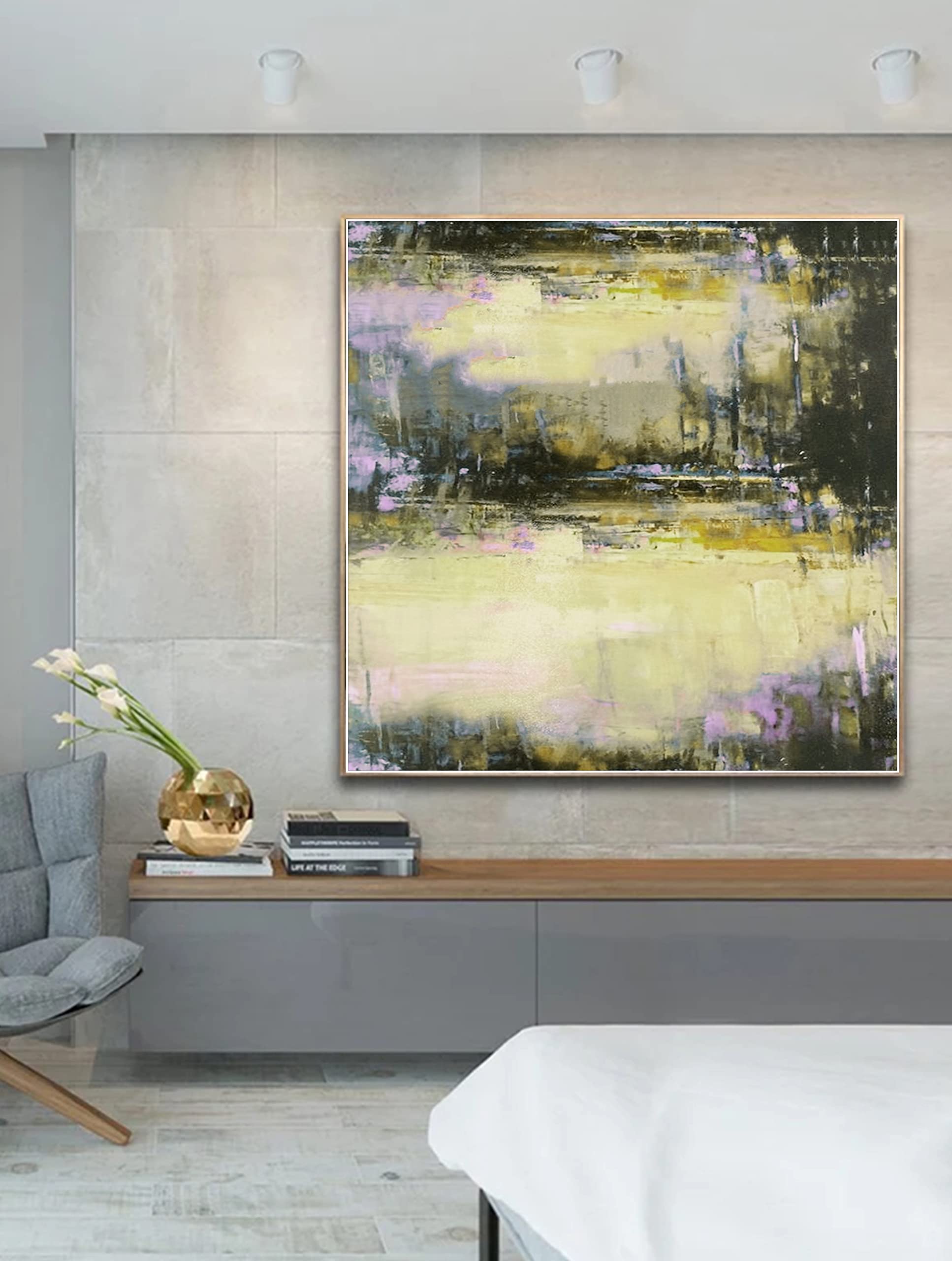 Handmade Abstract Oil Painting on Canvas - 60x60 Inch Large Wall Art for Home Decor, Living Room, Bedroom & Hotel Decoration - Unique Modern Artwork