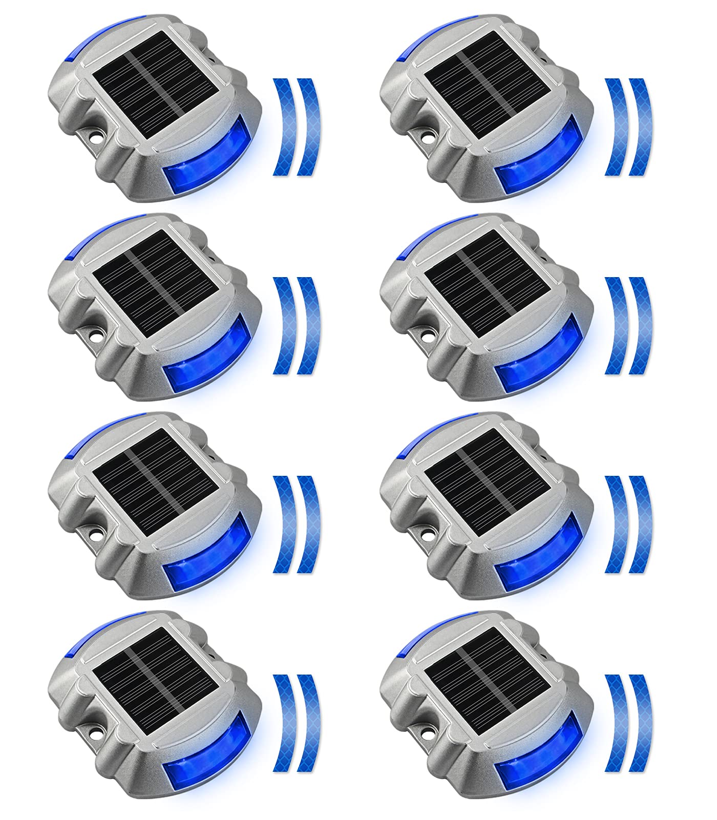 APONUO 8-Pack Solar Dock Lights - Waterproof LED Pathway Lighting for Driveway, Garden & Outdoor Steps | Solar Deck Lights with Blue Illumination | Perfect for Nighttime Safety & Landscape Decoration